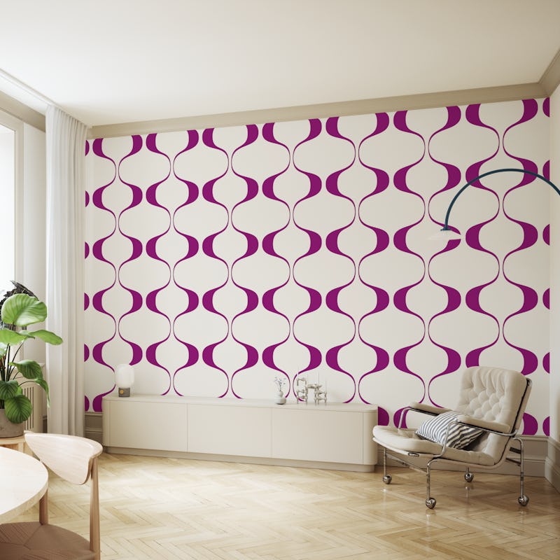 Vintage Abstract Geo Pattern Magenta Creme