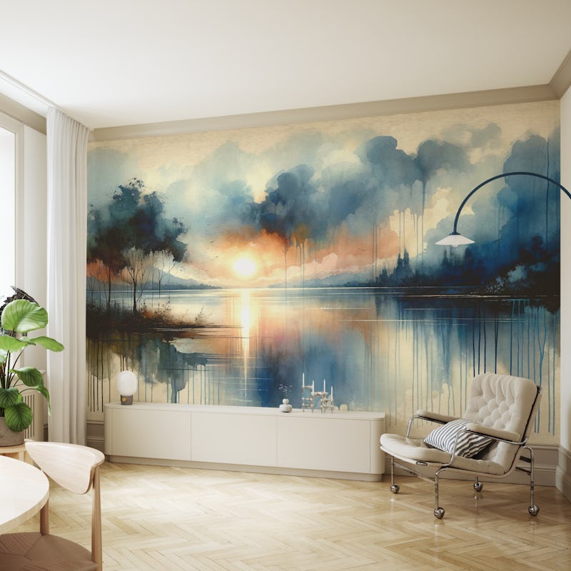 Watercolor Abstract Lake