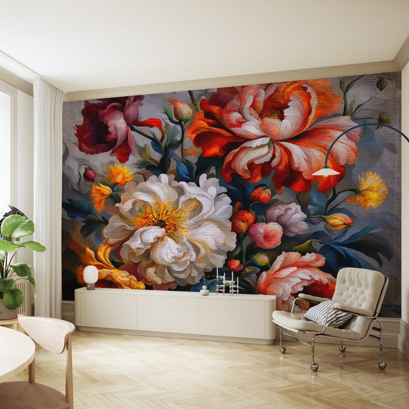 Moody Baroque Flowers on Canvas