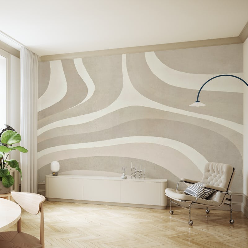 Retro Boho Shapes And Forms Sandy Beige