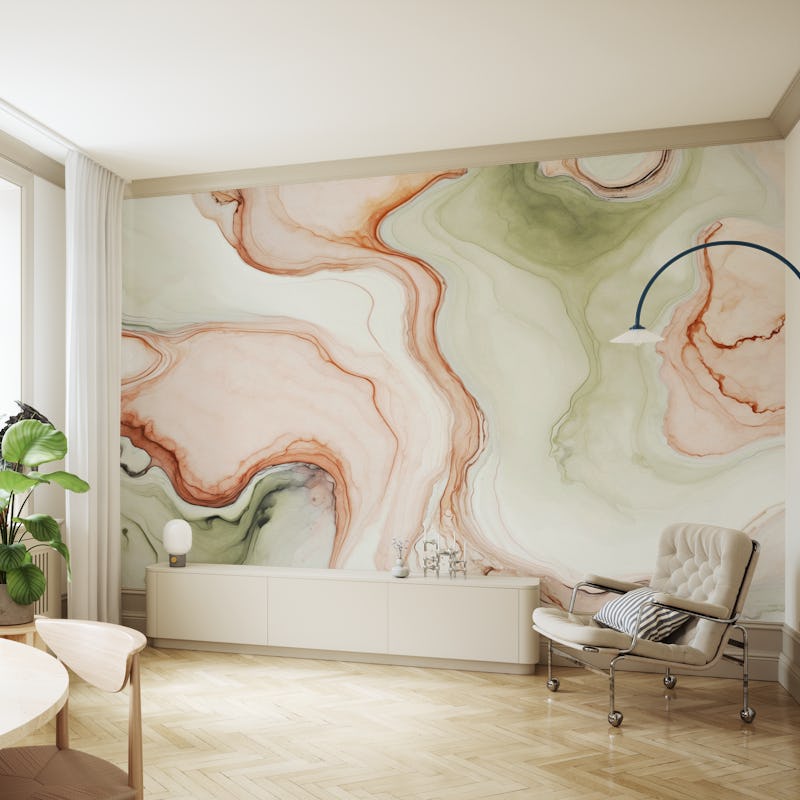 MARBLED INK SAGE GREEN & SOFT PINK