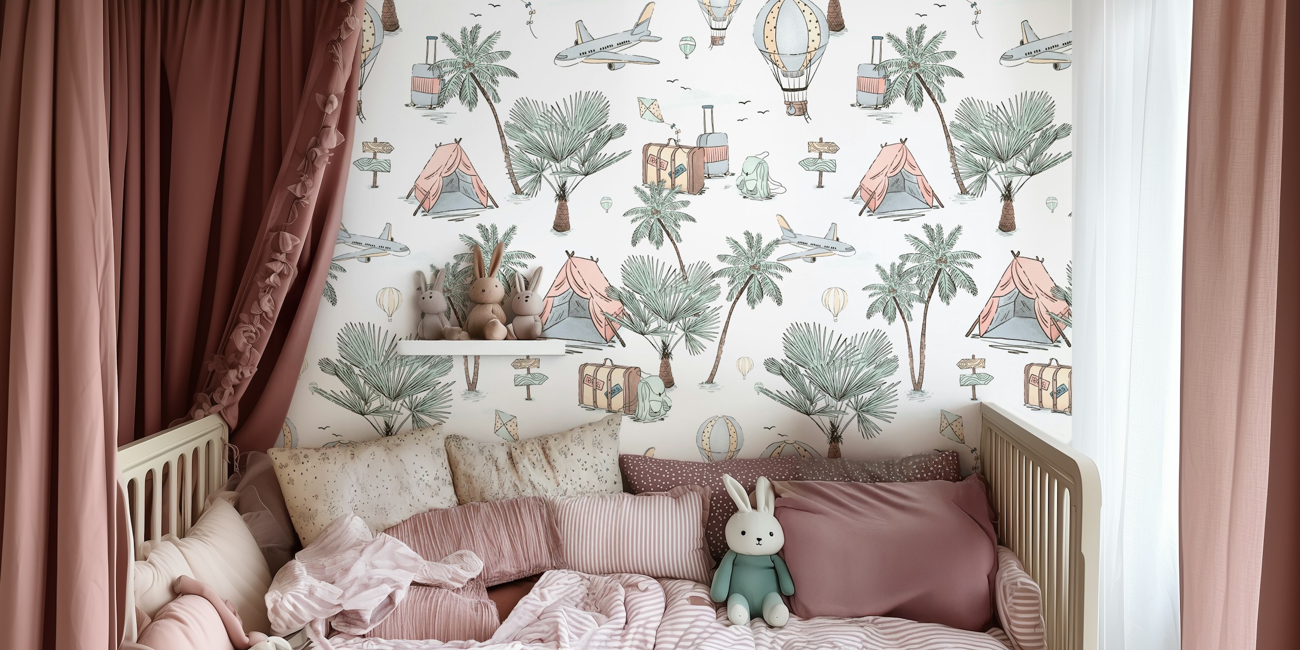 It's Time to Travel wallpaper in a cozy room