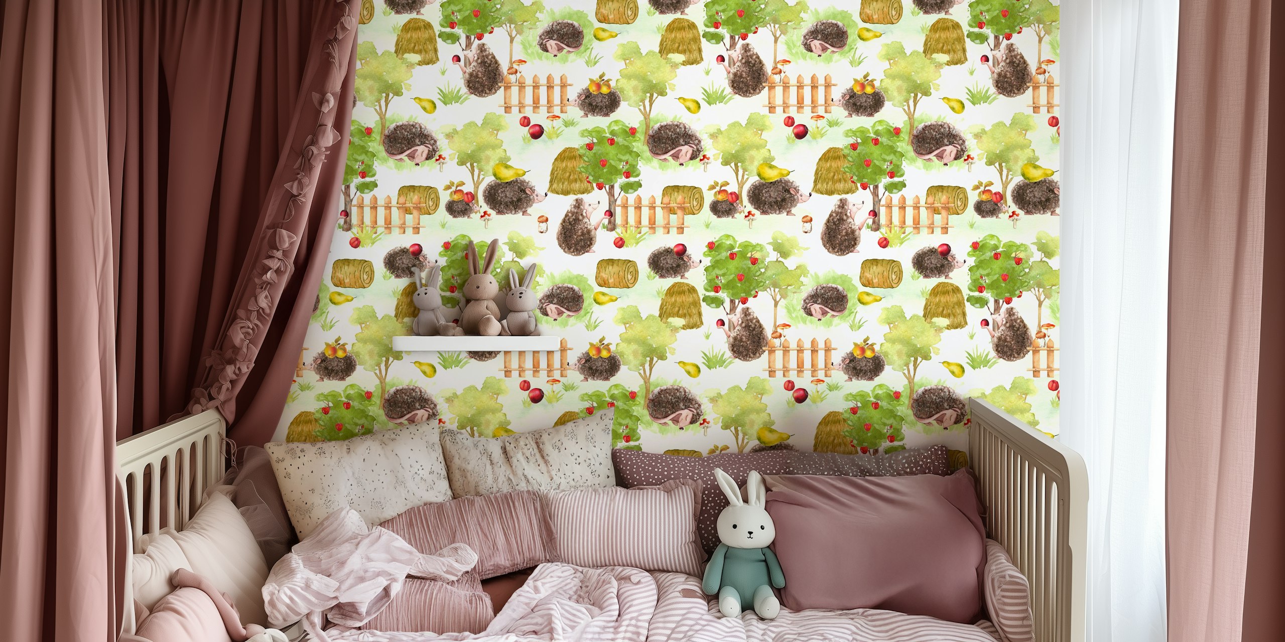 Cozy Hedgehog wallpaper featuring countryside design
