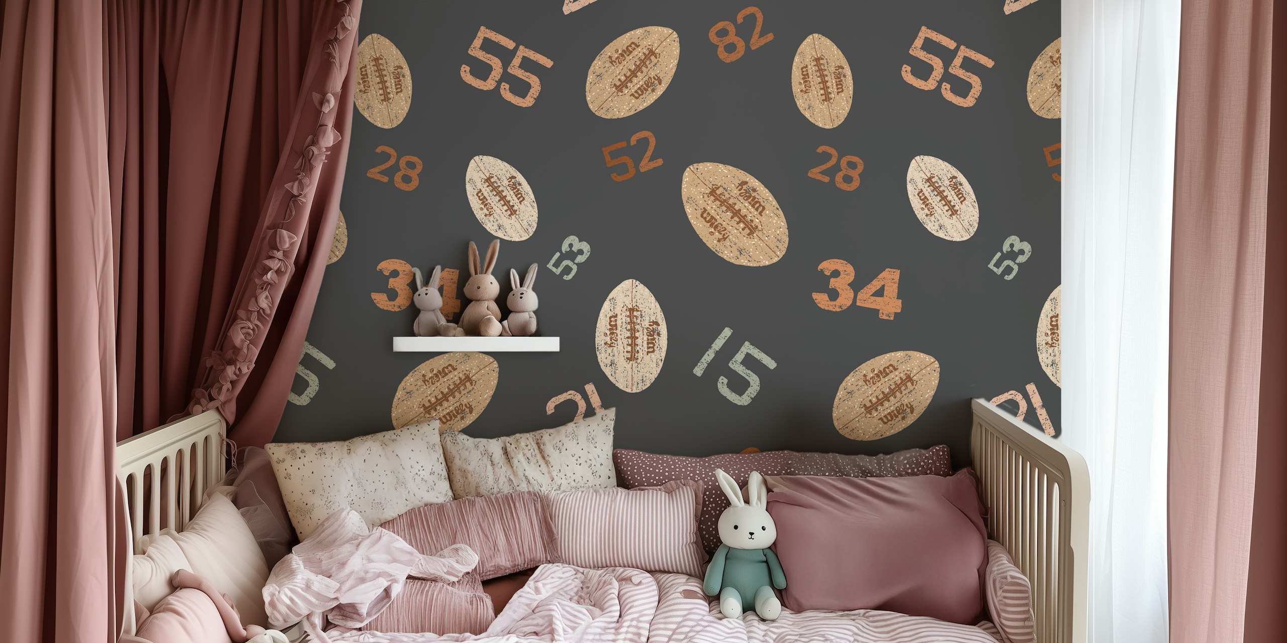 Retro Rugby wallpaper på barnerommet