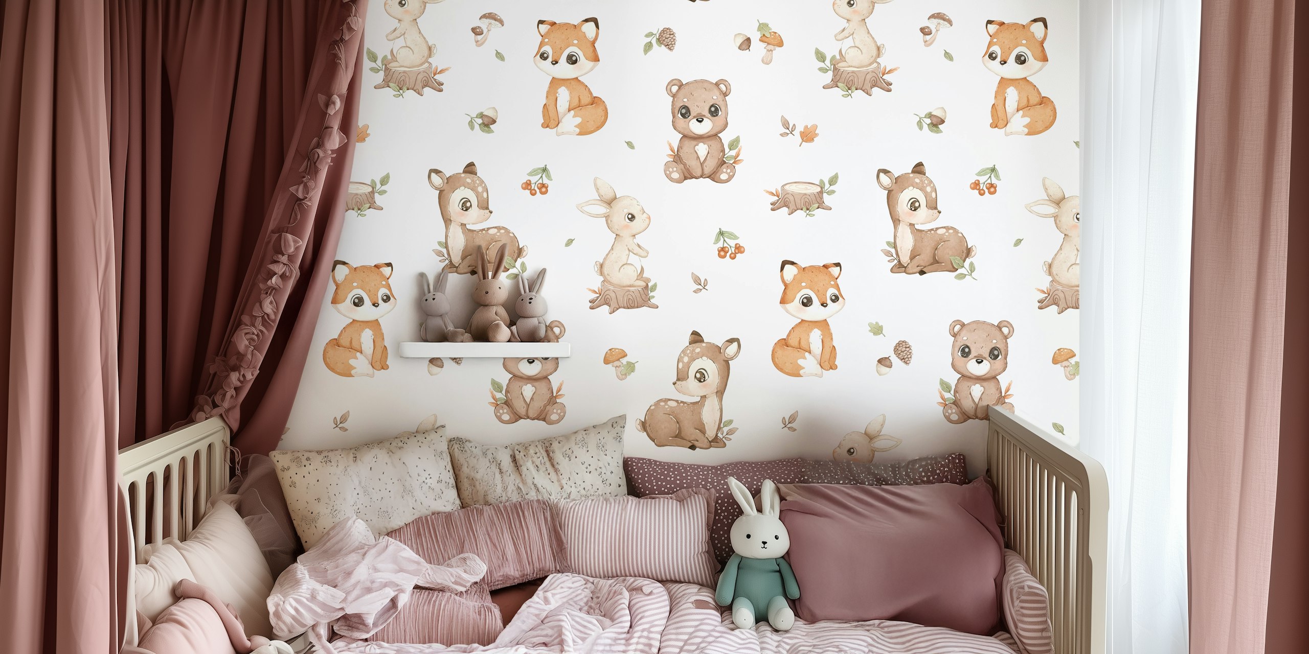 Tapeta Little Woodland Friends w pokoju