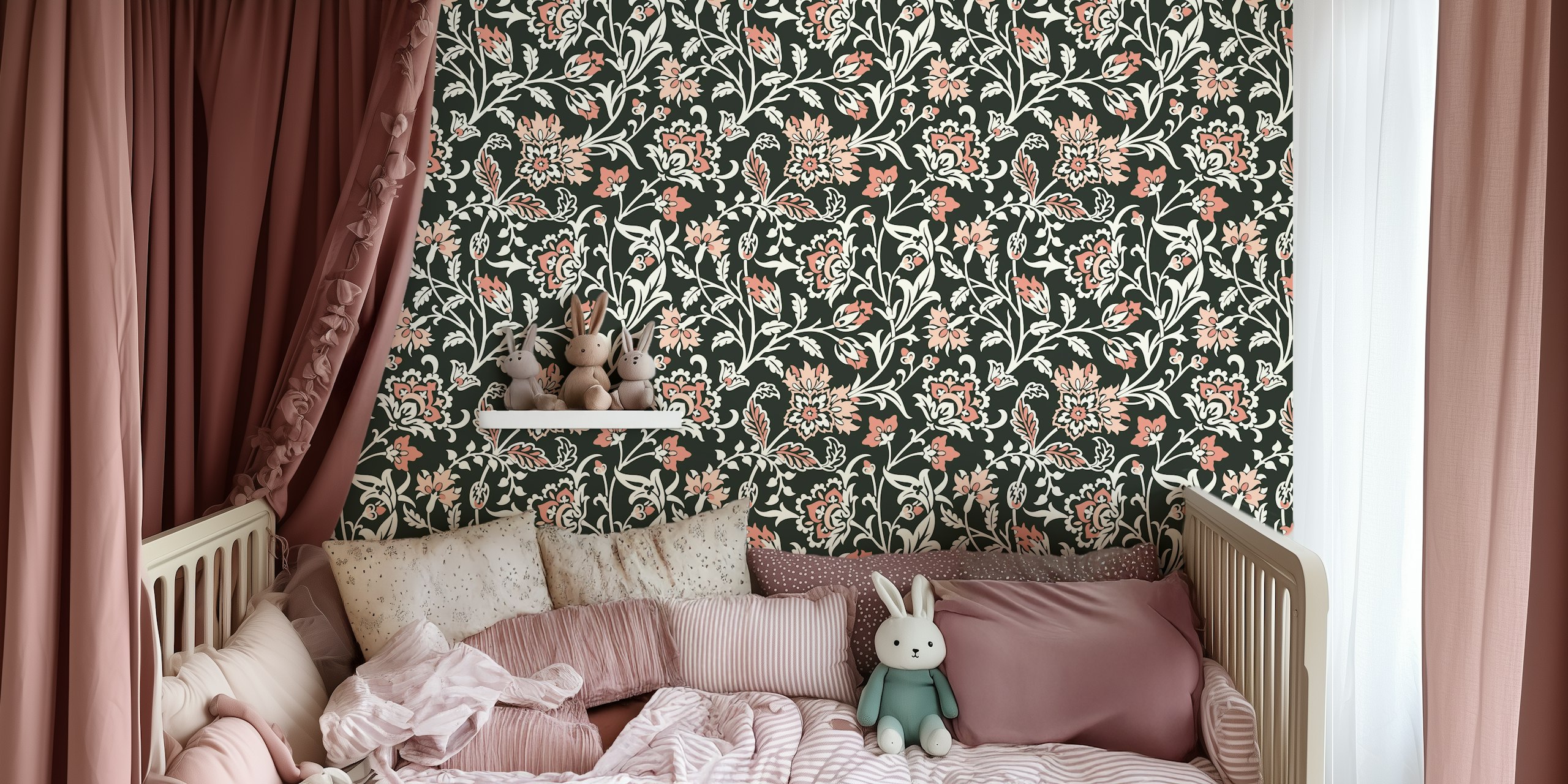 Ταπετσαρία Victorian Brentwood pattern 3 που εμφανίζεται σε ένα δωμάτιο