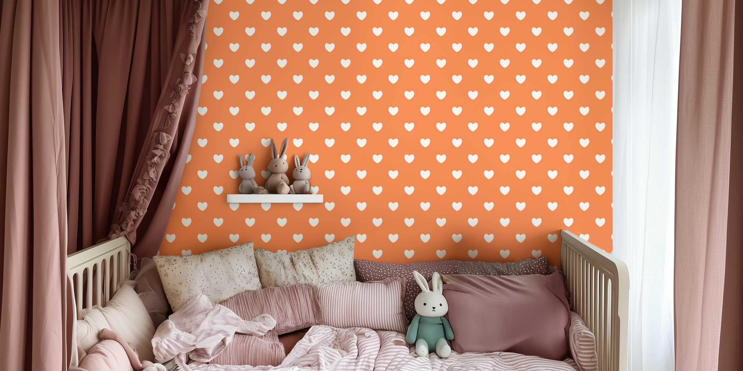 Hearts pattern wallpaper in a kids room