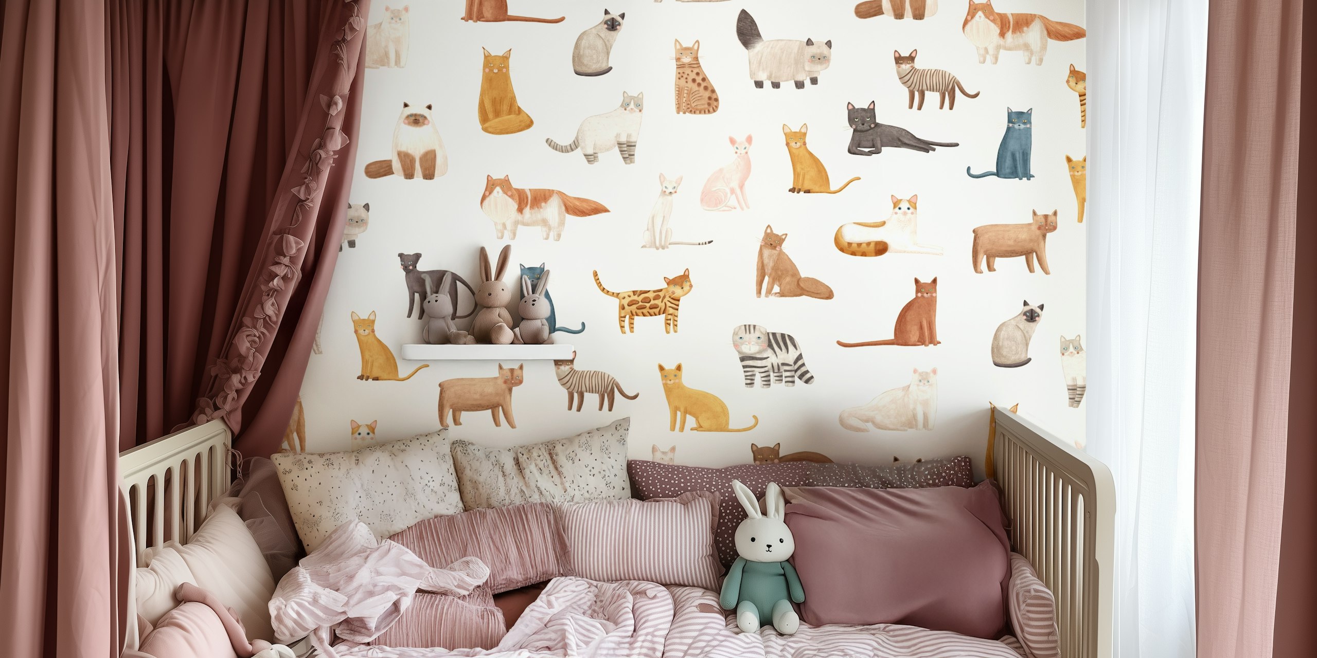 Playful Cats Parade carta da parati in una stanza