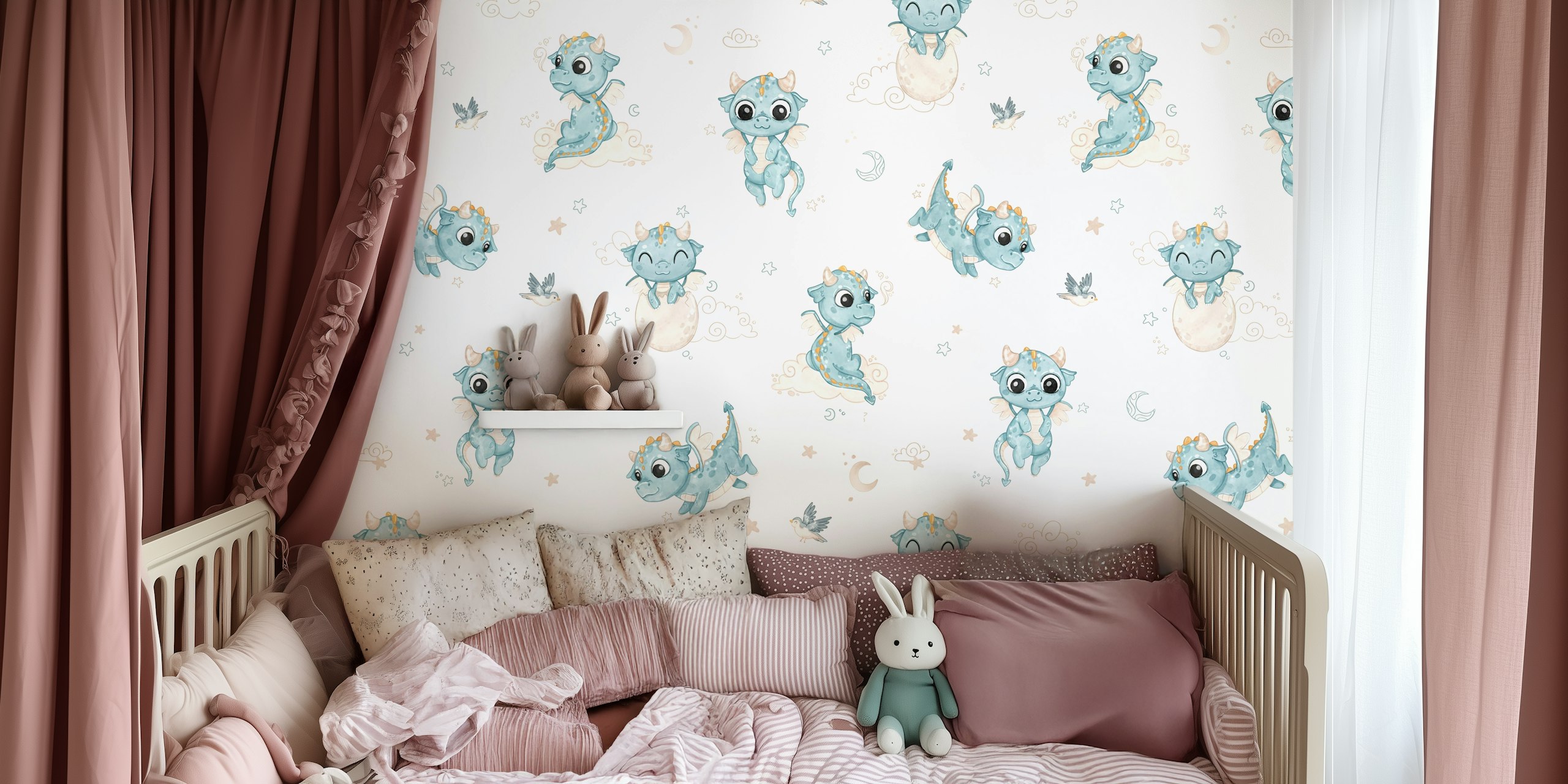 Baby Dragon beige tapeta w pokoju