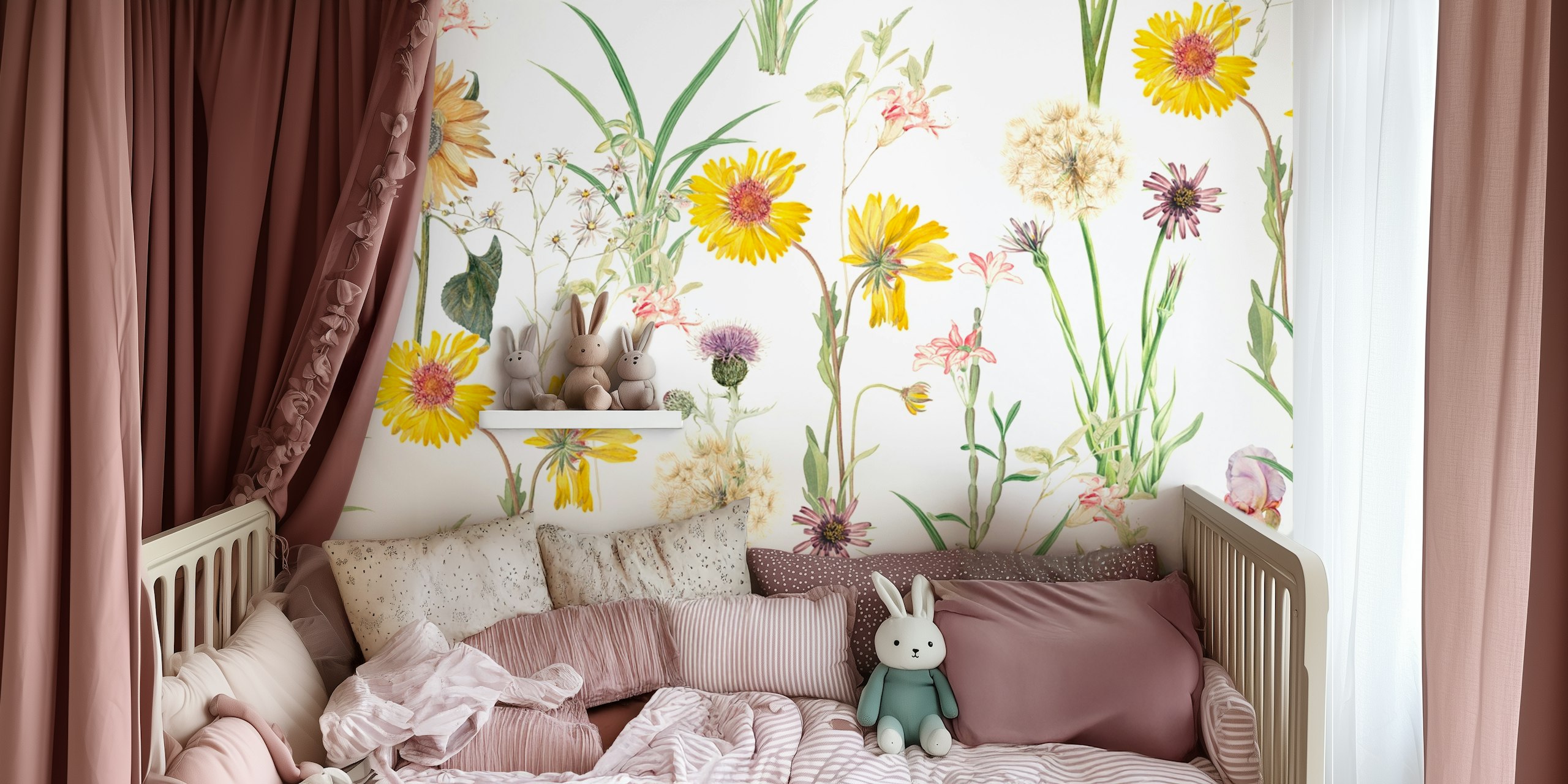 Erba & Campo 03 floral ταπετσαρία σε δωμάτιο