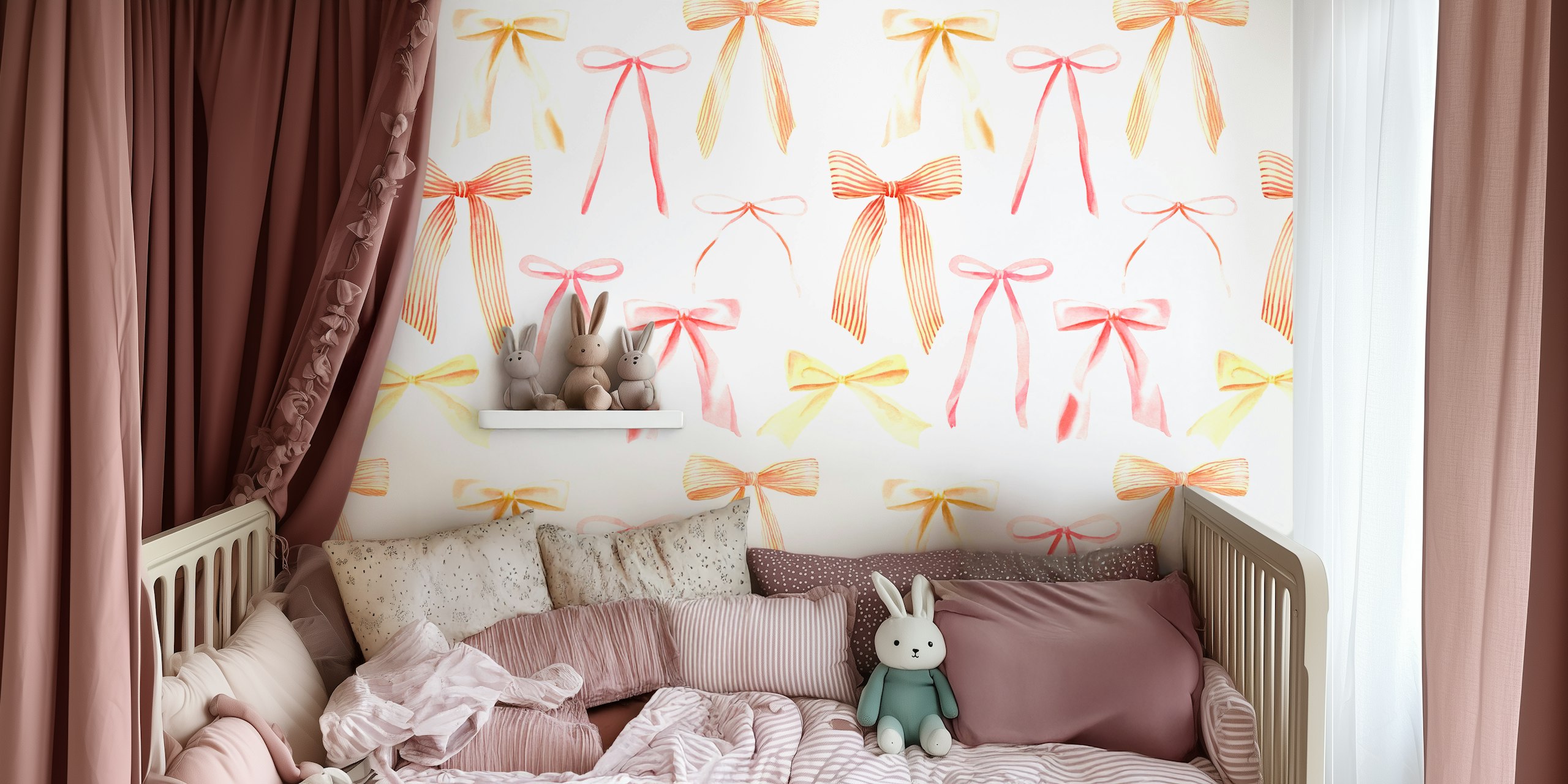 Chic Watercolor Bows wallpaper in a room