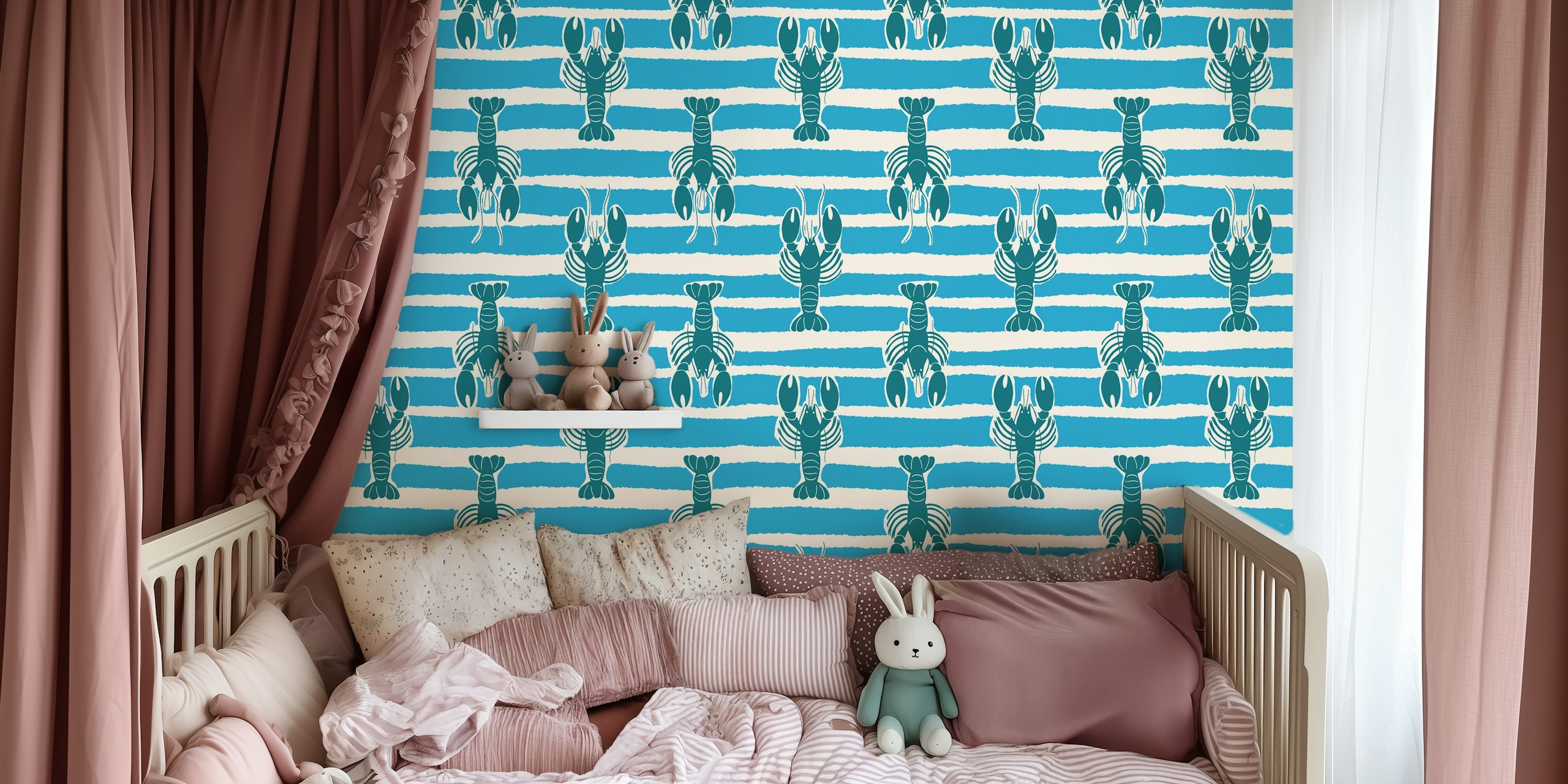 Lobster Stripe wallpaper dans une pièce