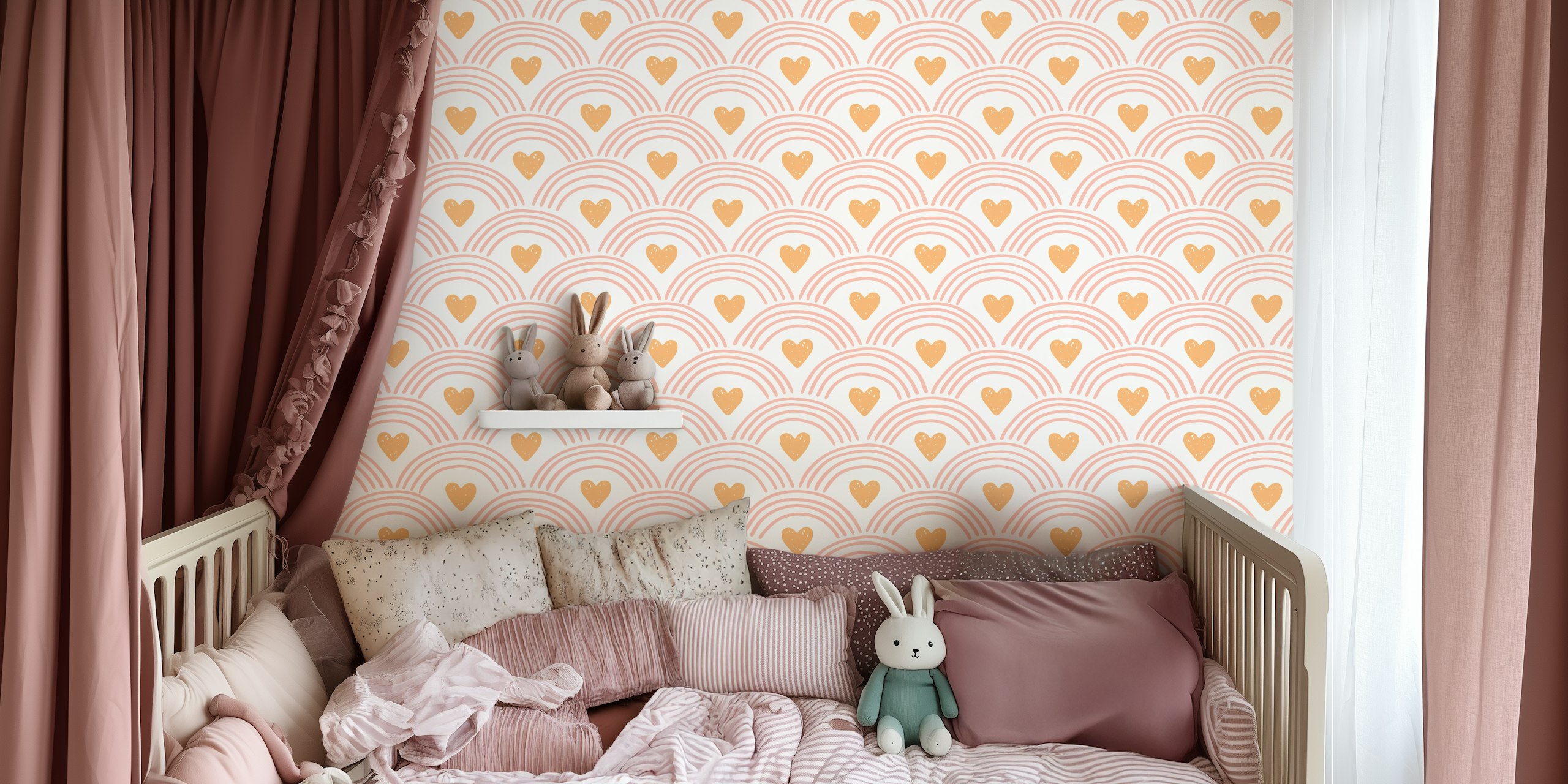 Arches and Hearts Yellow tapeta v pokoji