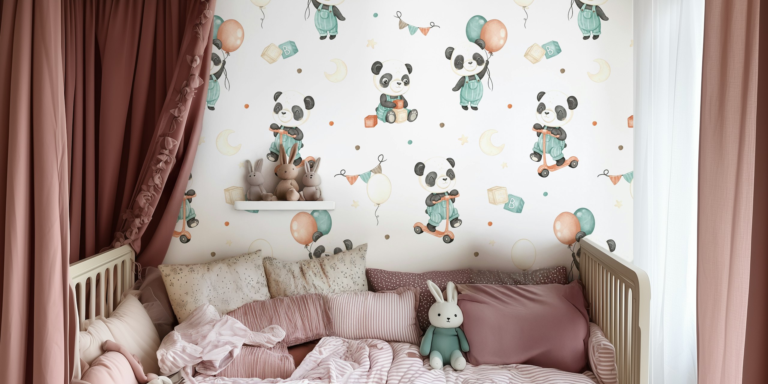 Panda Fun papier peint dans une pièce