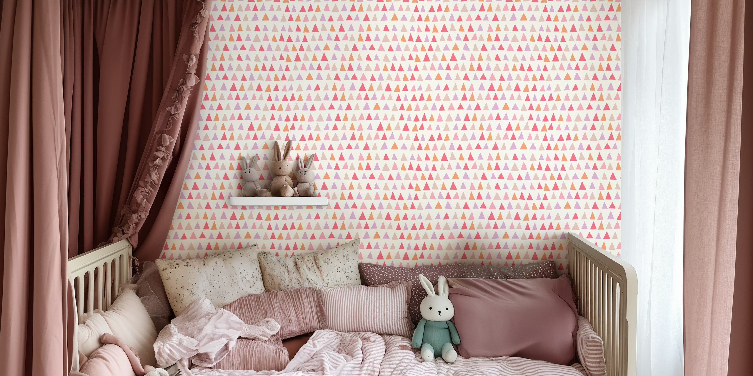 Pink and purple triangular pattern wallpaper