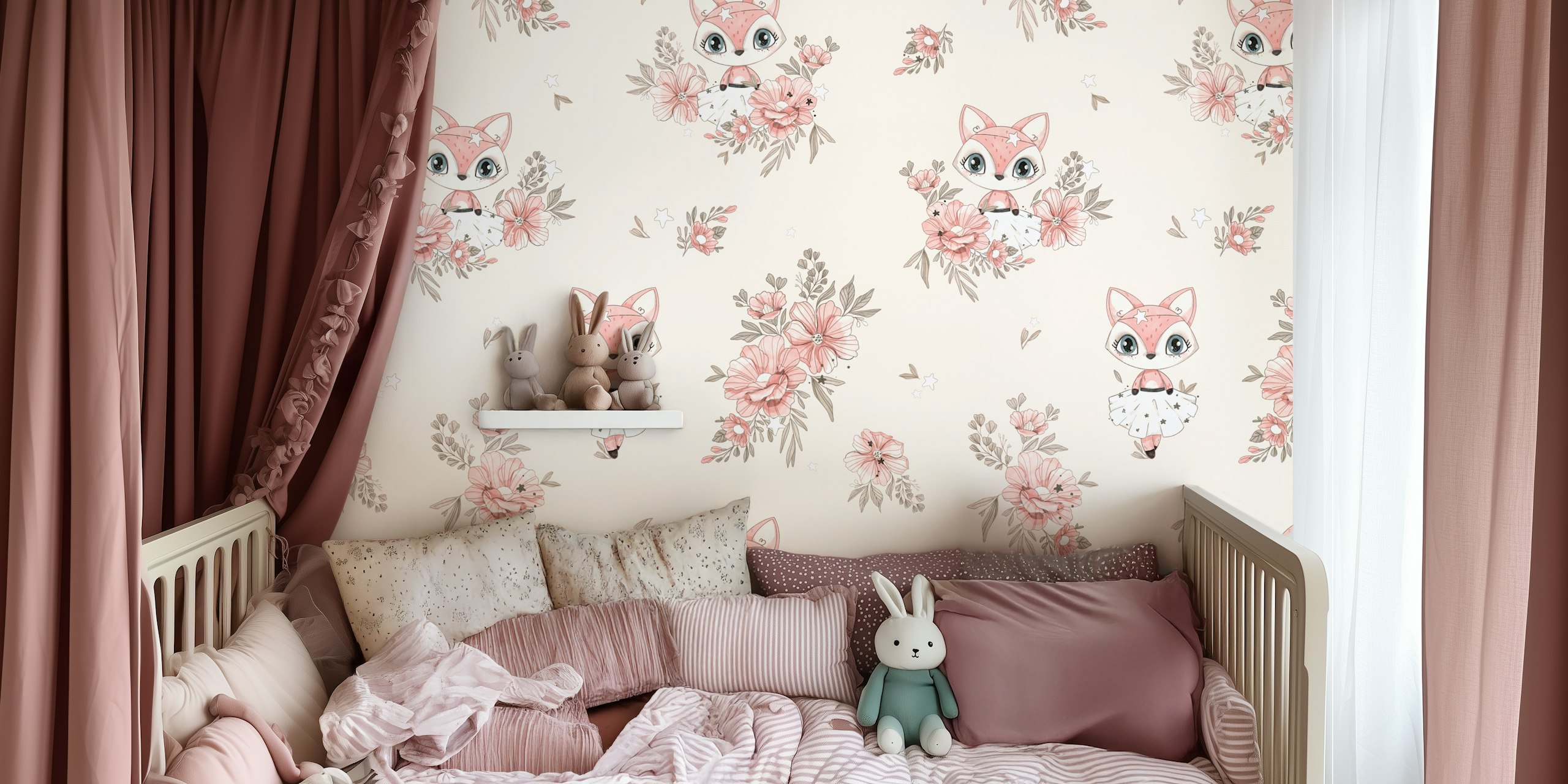 Design tapety Fox Fairy w pomieszczeniu