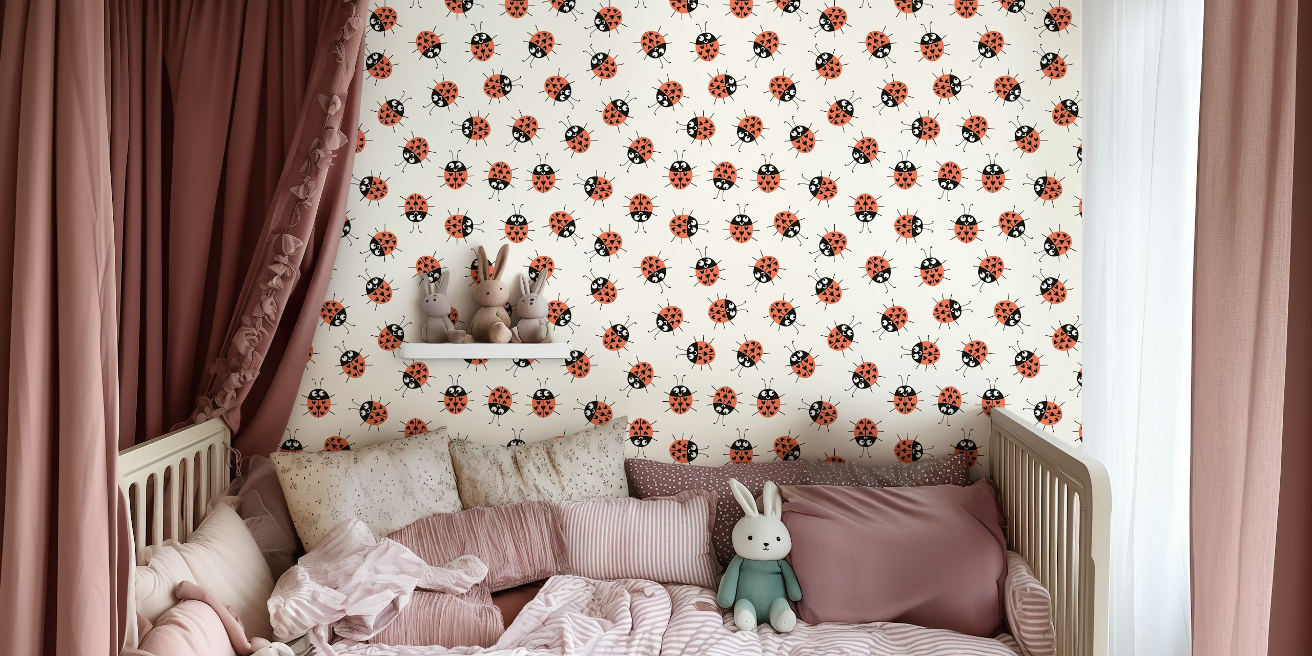 Happy Ladybug wallpaper in a children's room