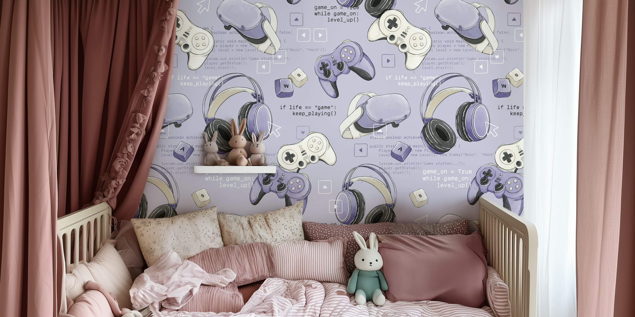 Game Mode: On - lavender wallpaper design