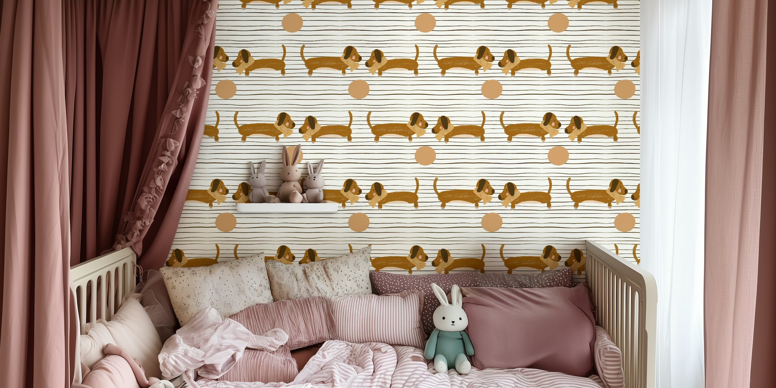 Ταπετσαρία Whimsical dachshunds σε περιβάλλον δωματίου