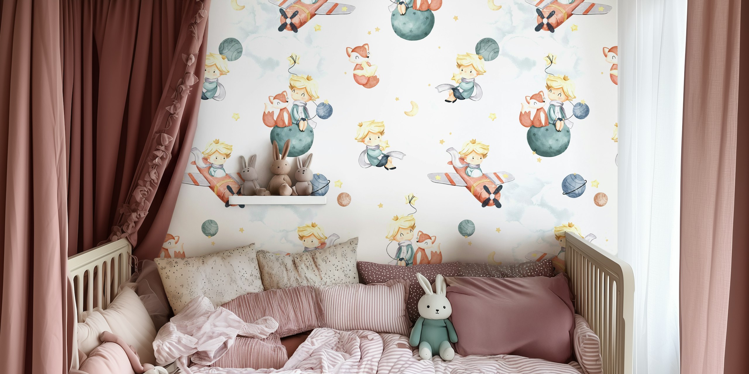 Little Watercolor Prince wallpaper in a room