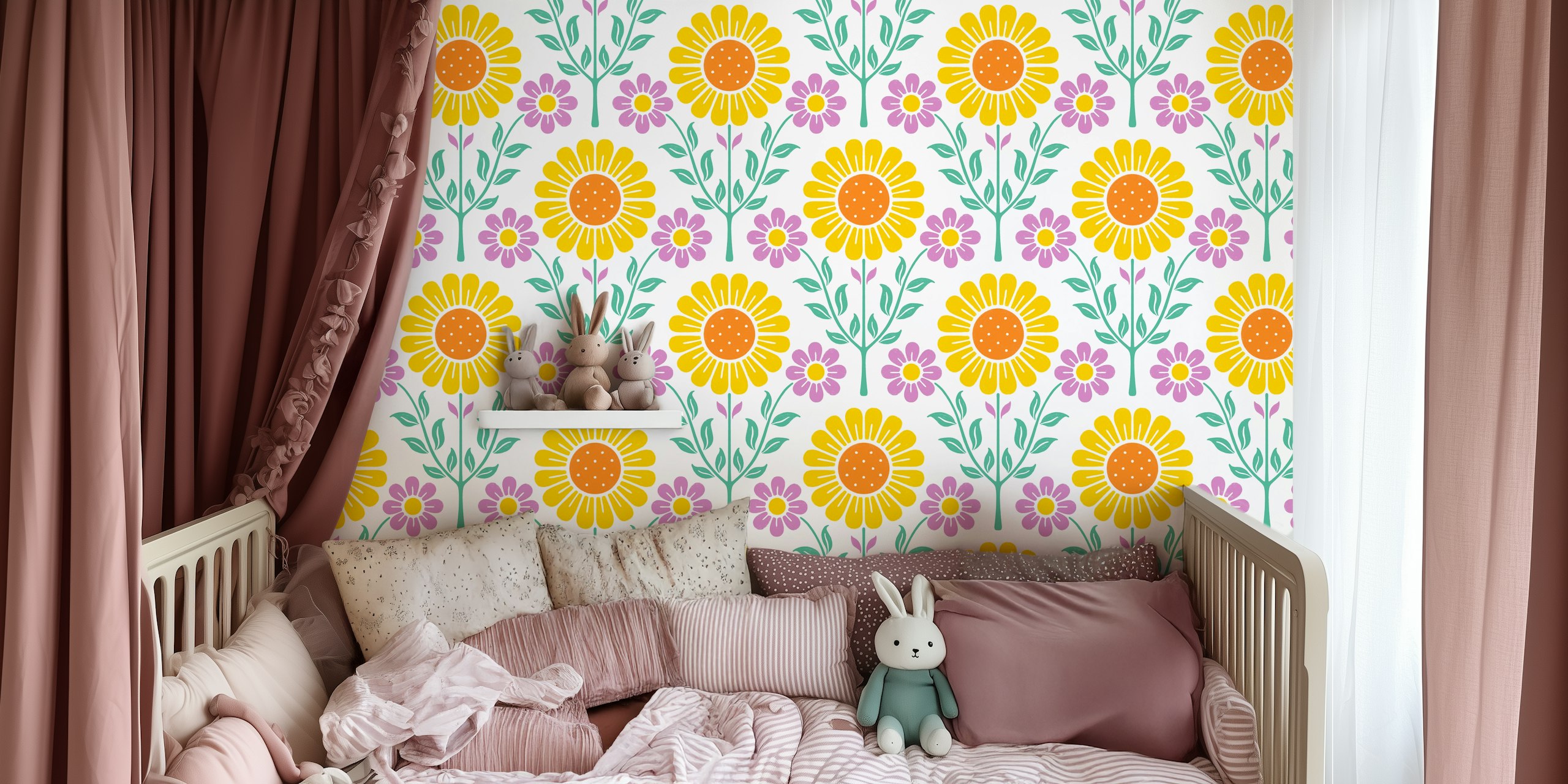 Daisy Garden wallpaper in a vibrant room