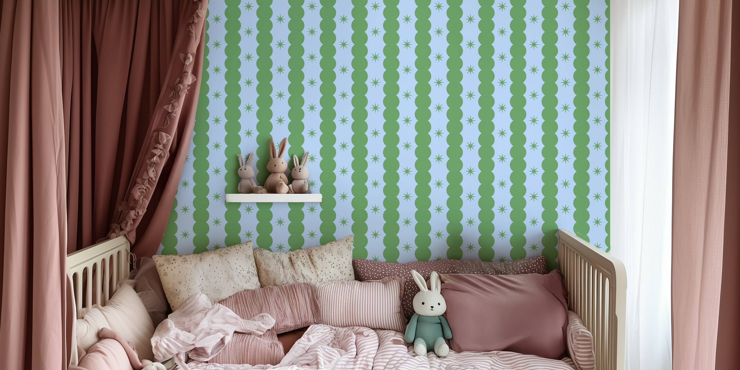 Papel de parede Bubble stripes with stars em um quarto