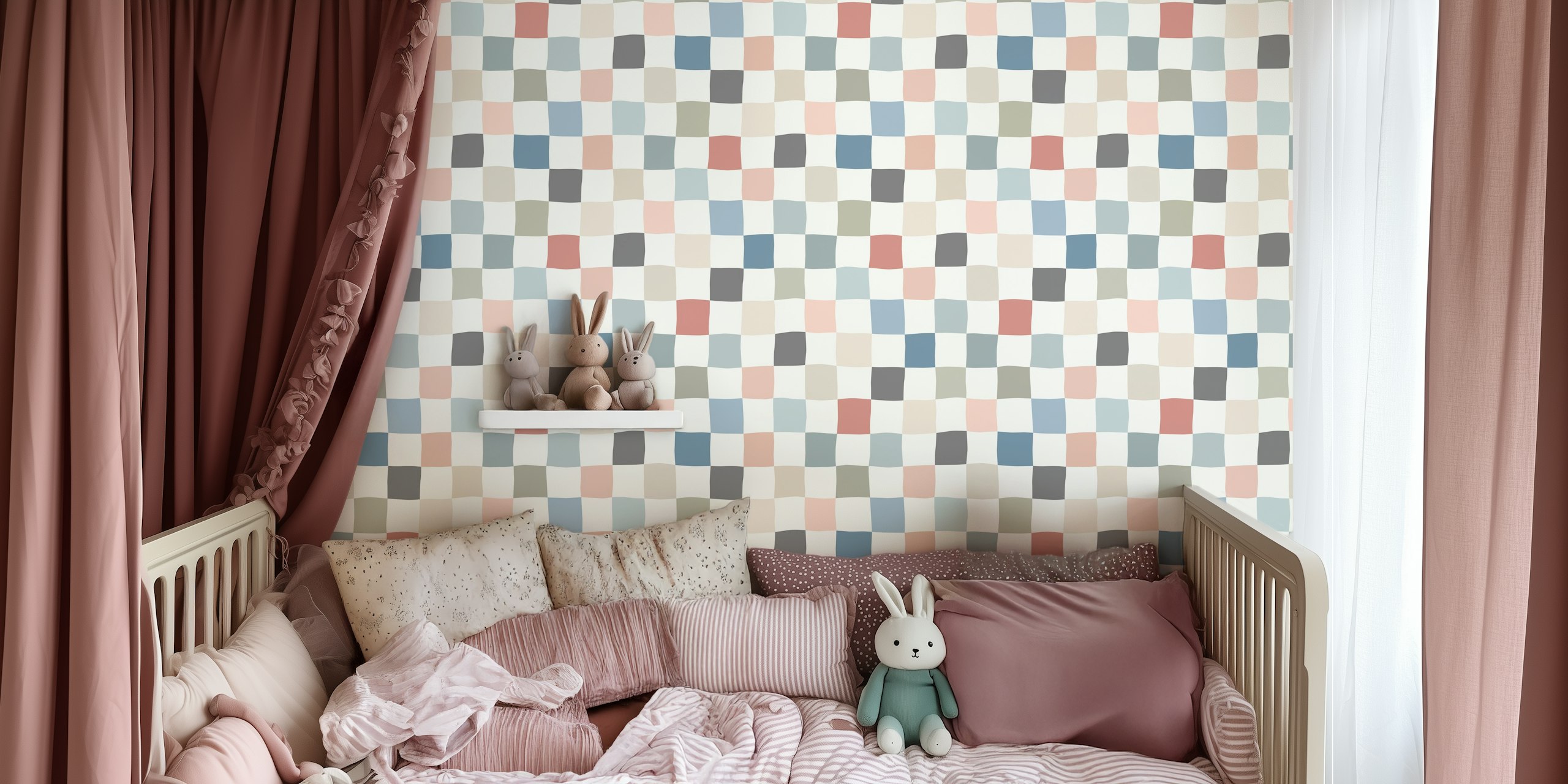 Organic checker wallpaper σε απαλές αποχρώσεις