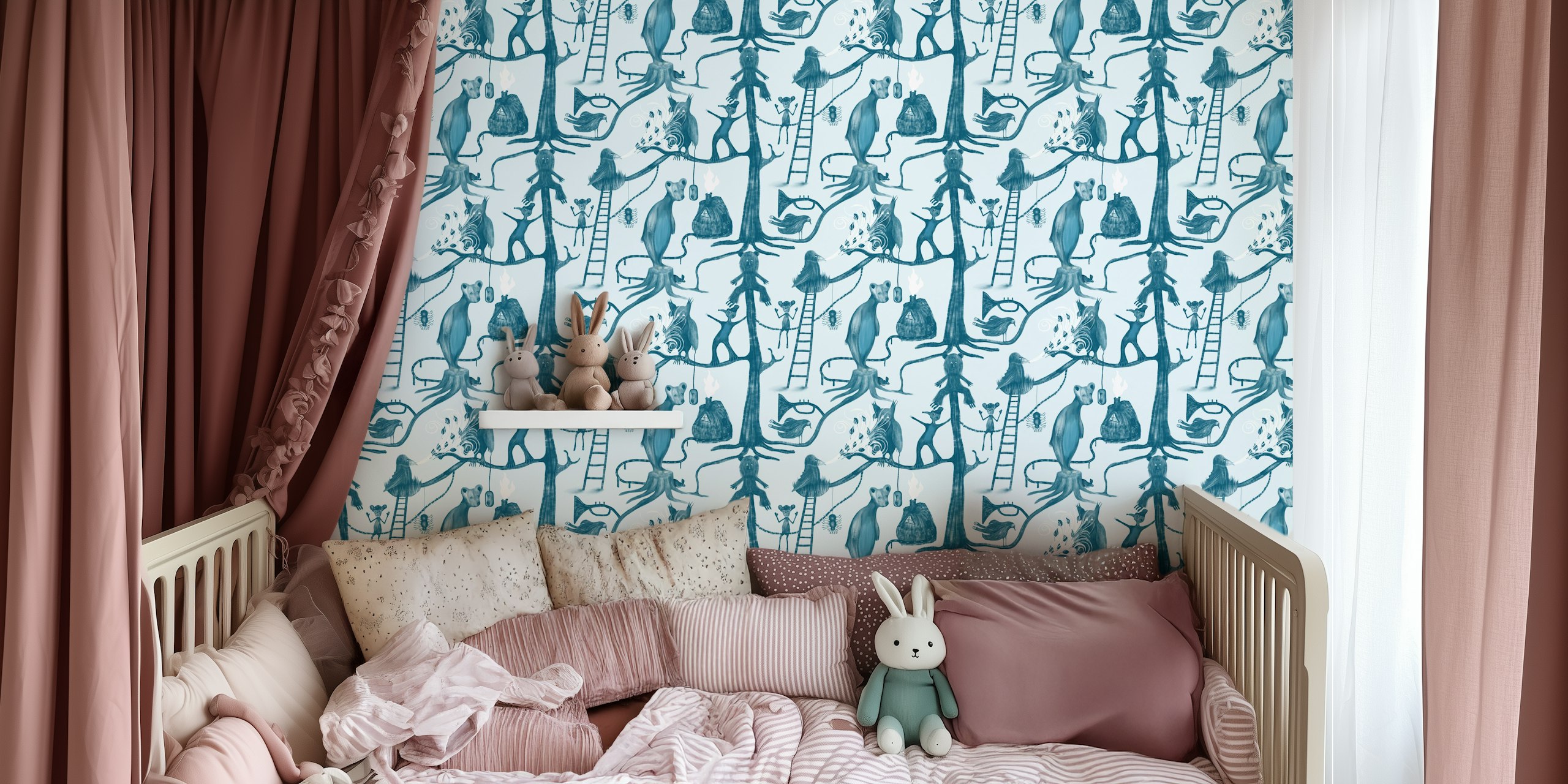 Glade wallpaper design in a room setting