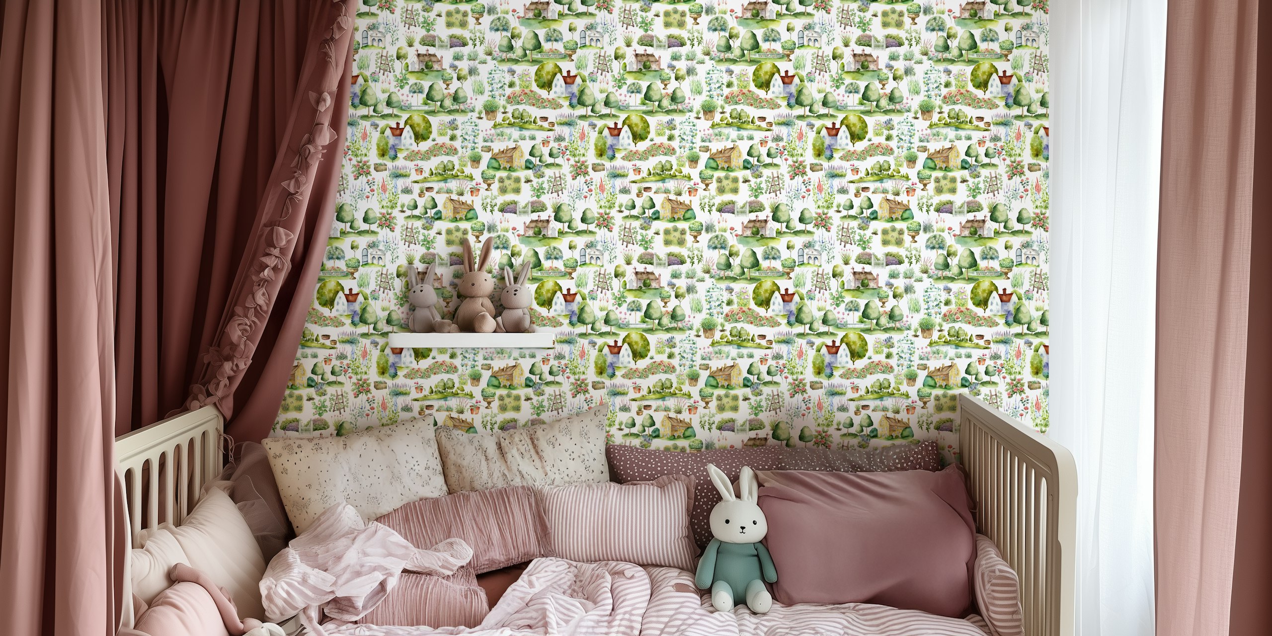 Wallpaper featuring English countryside cottage landscape
