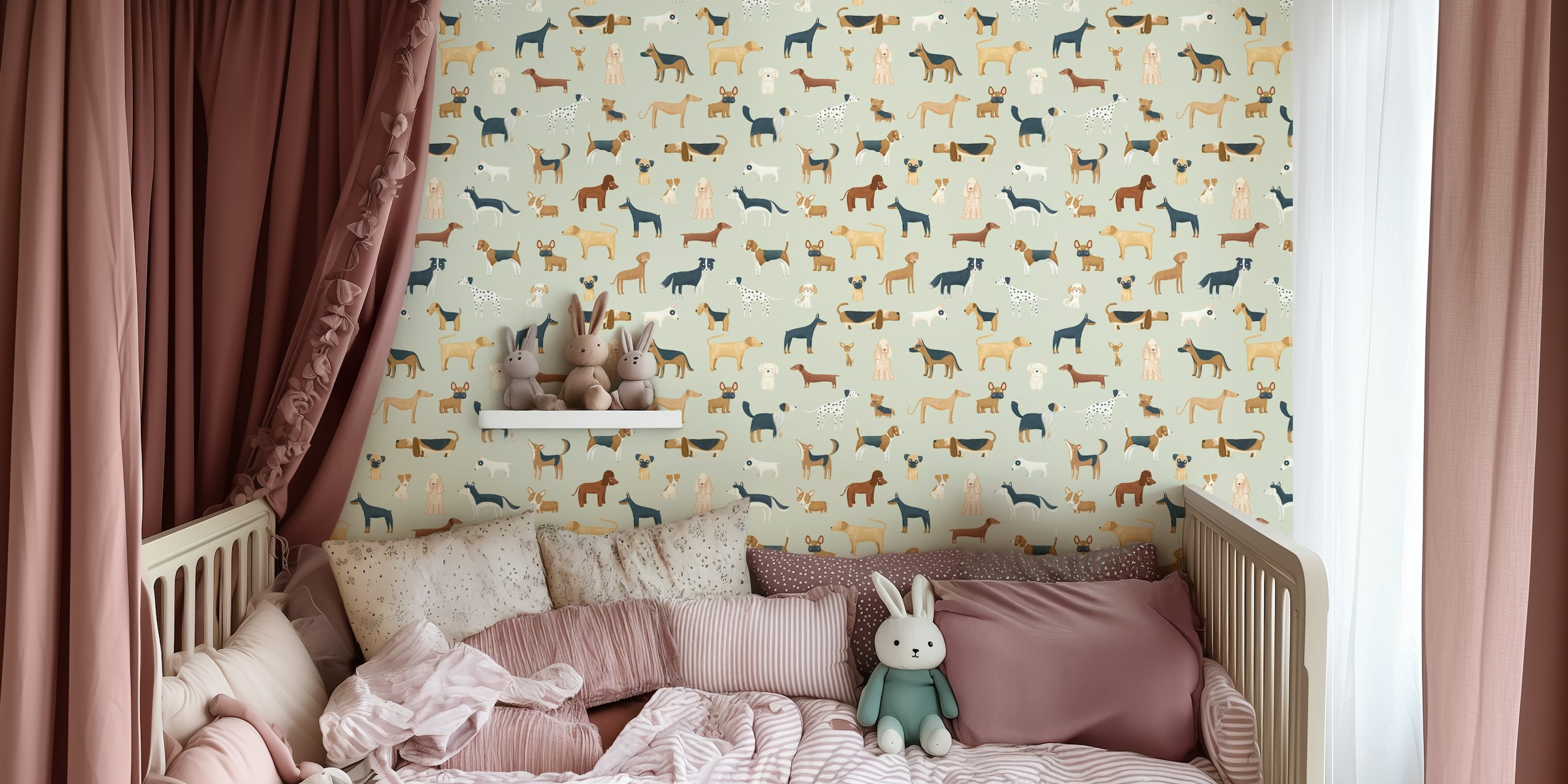 Dog breeds wallpaper i sage green