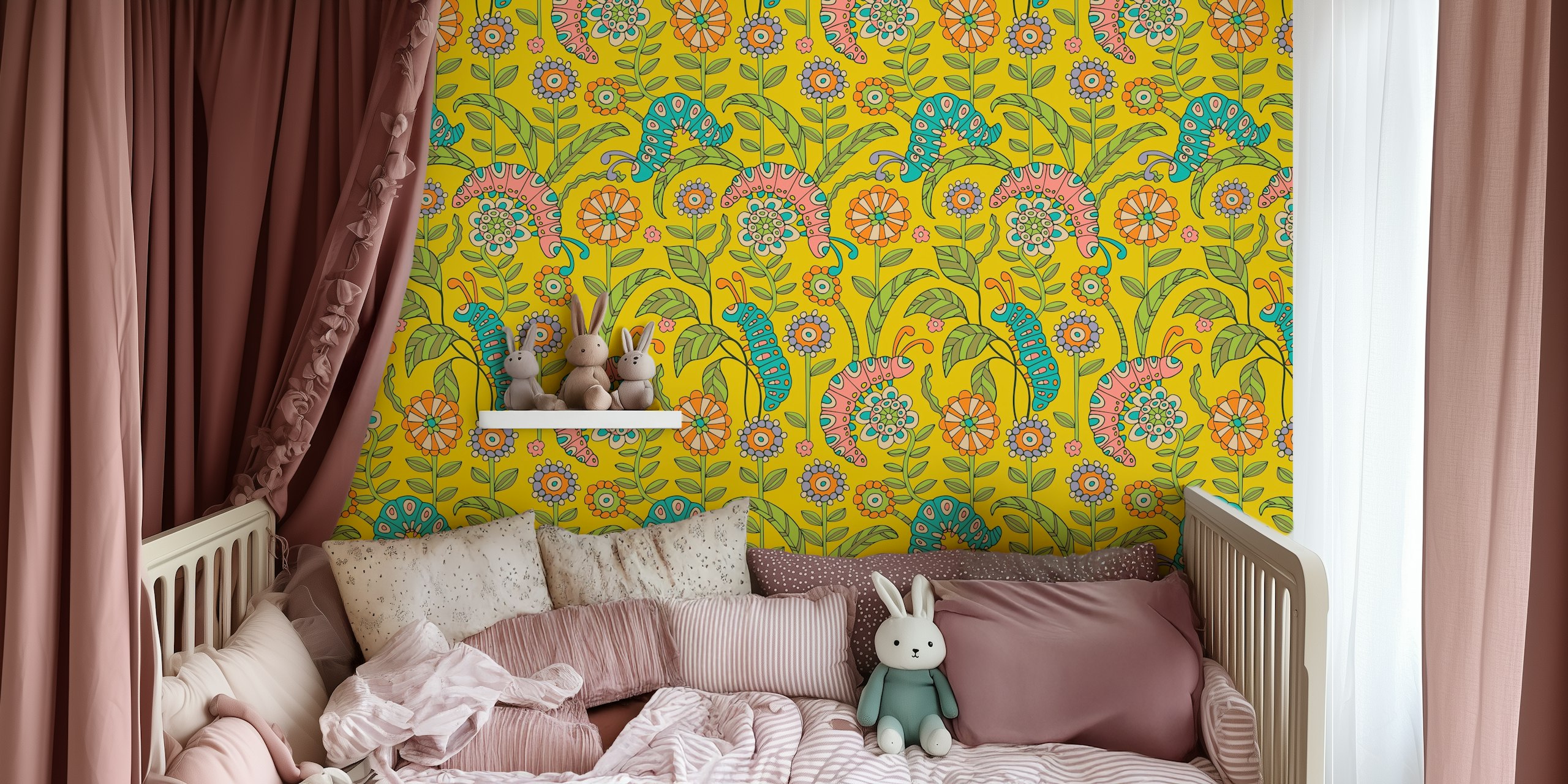 Caterpillar Playground wallpaper in a room