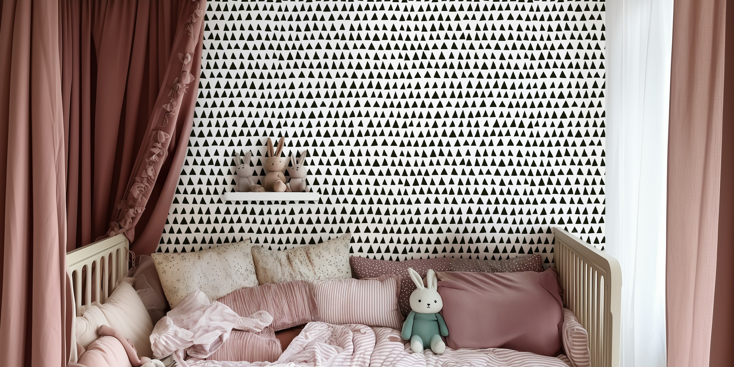 Black and white triangular wallpaper design