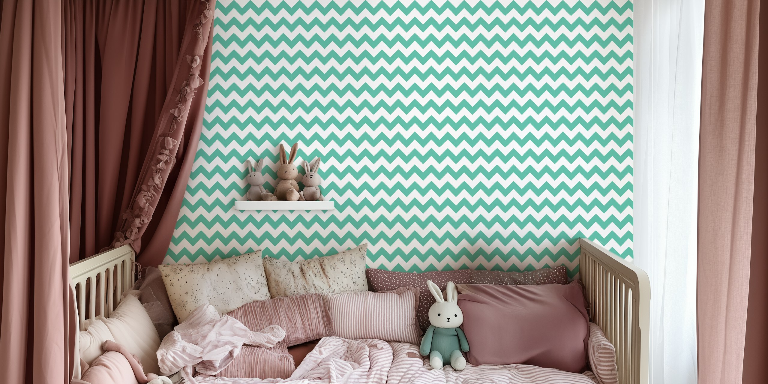 Mint green chevron pattern wallpaper