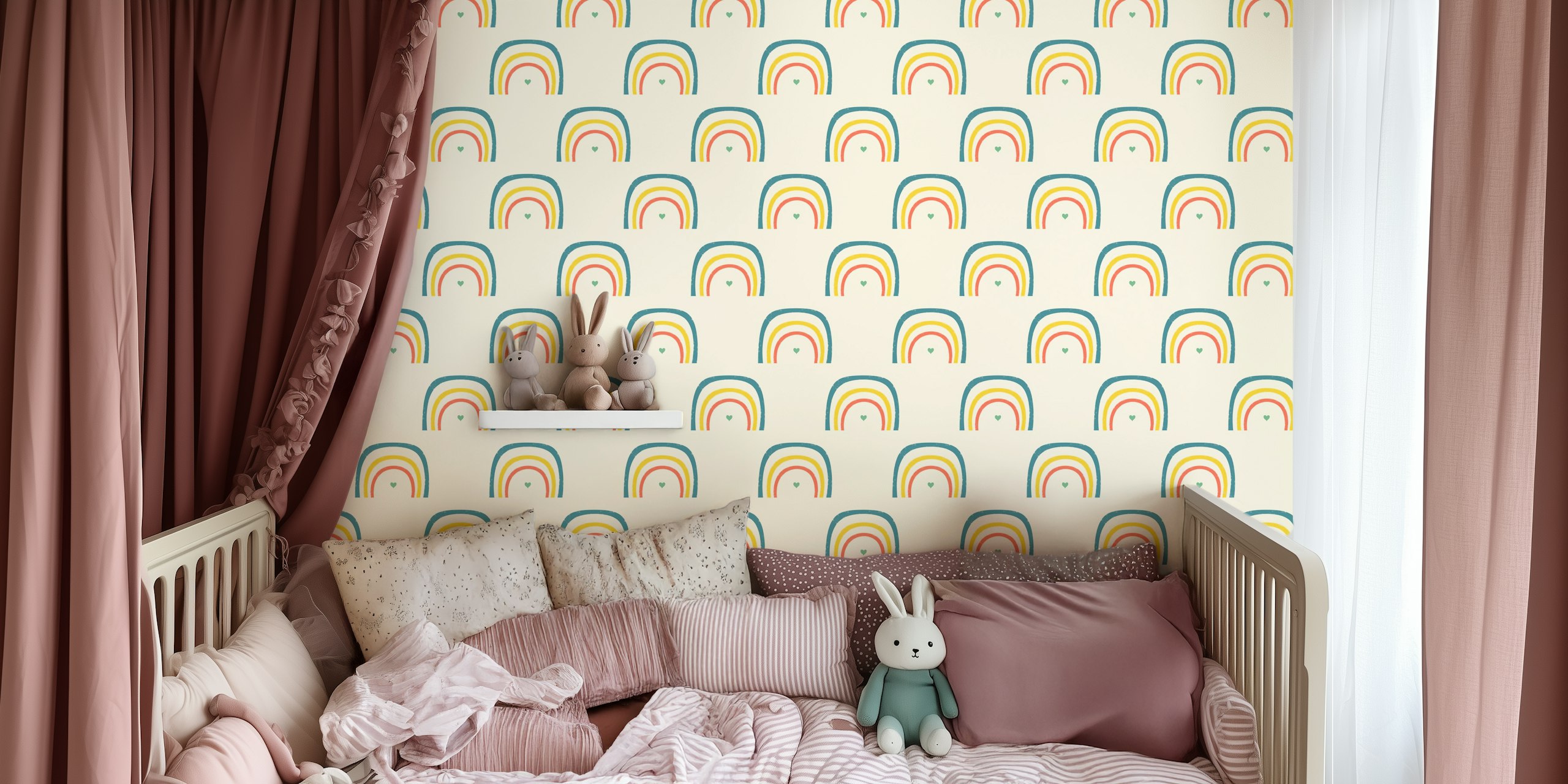 Cute rainbow wallpaper for kids' room