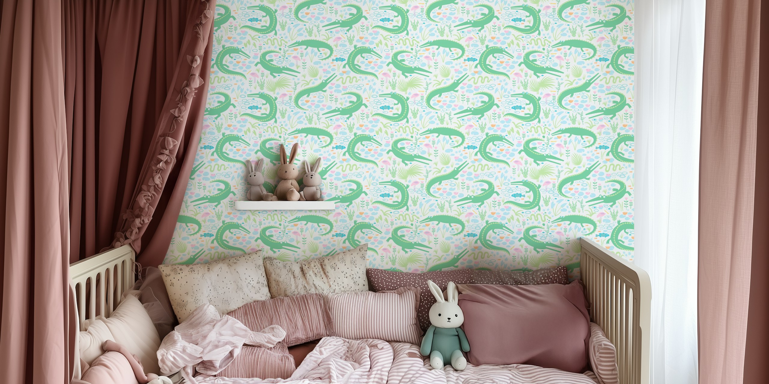 American alligators y roseate spoonbills papel tapiz