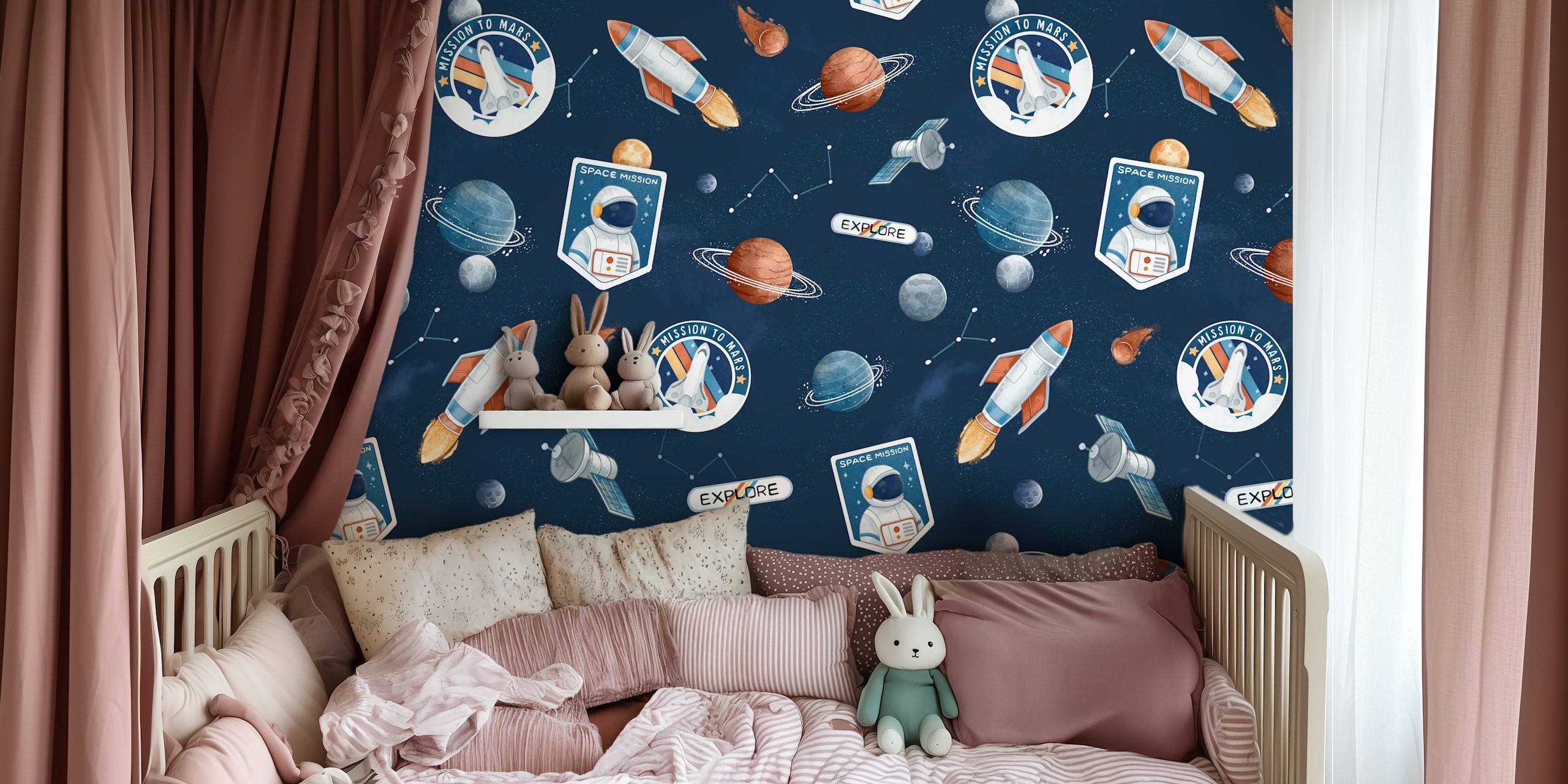 Mission to Mars navy tapet i et rum