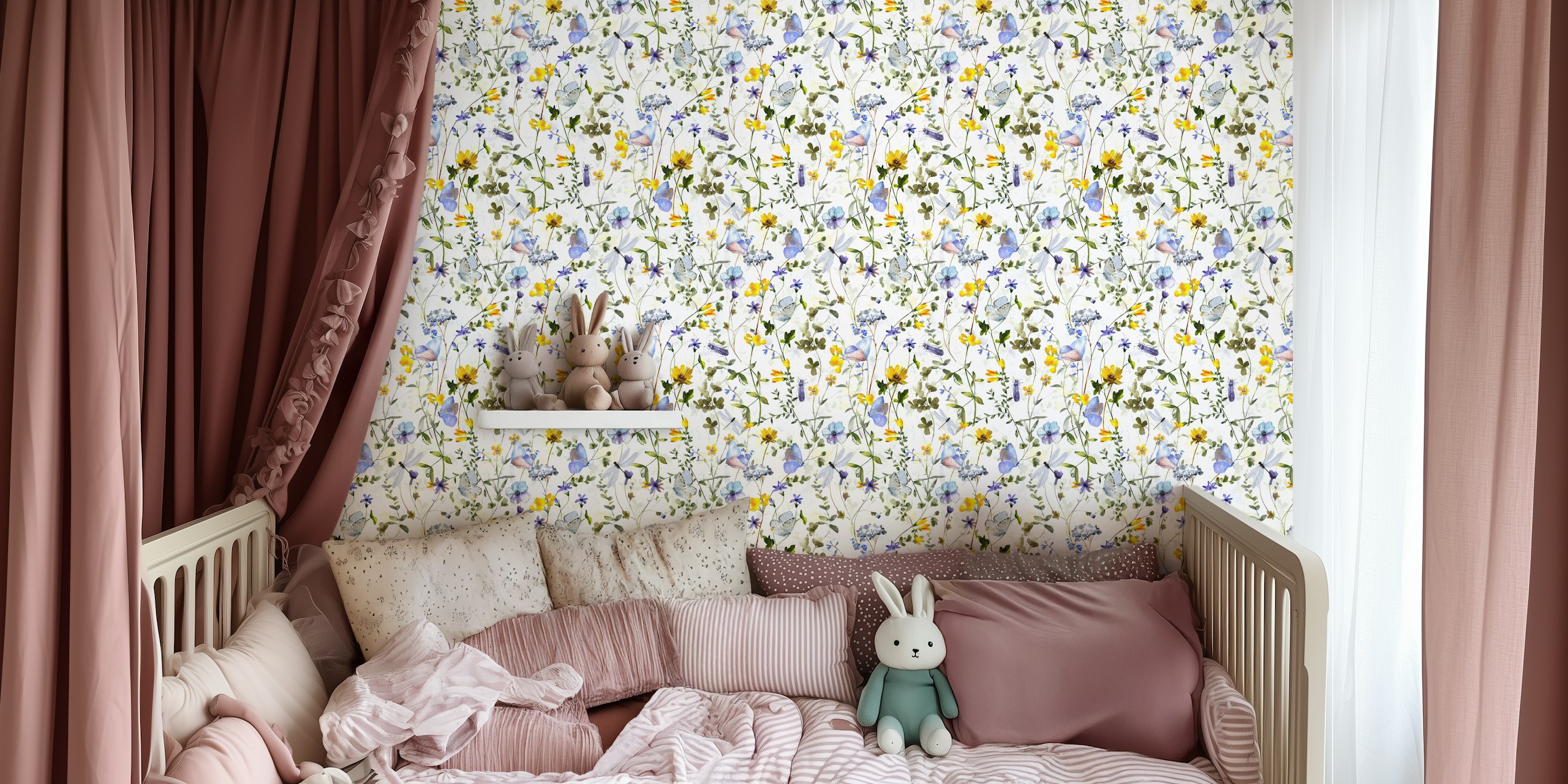 Butterfly Meadow Bliss wallpaper in a room