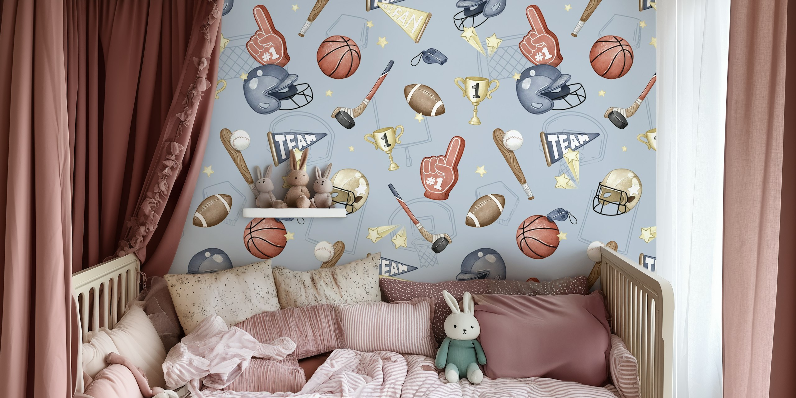 Projekt tapety American Sports w pokoju