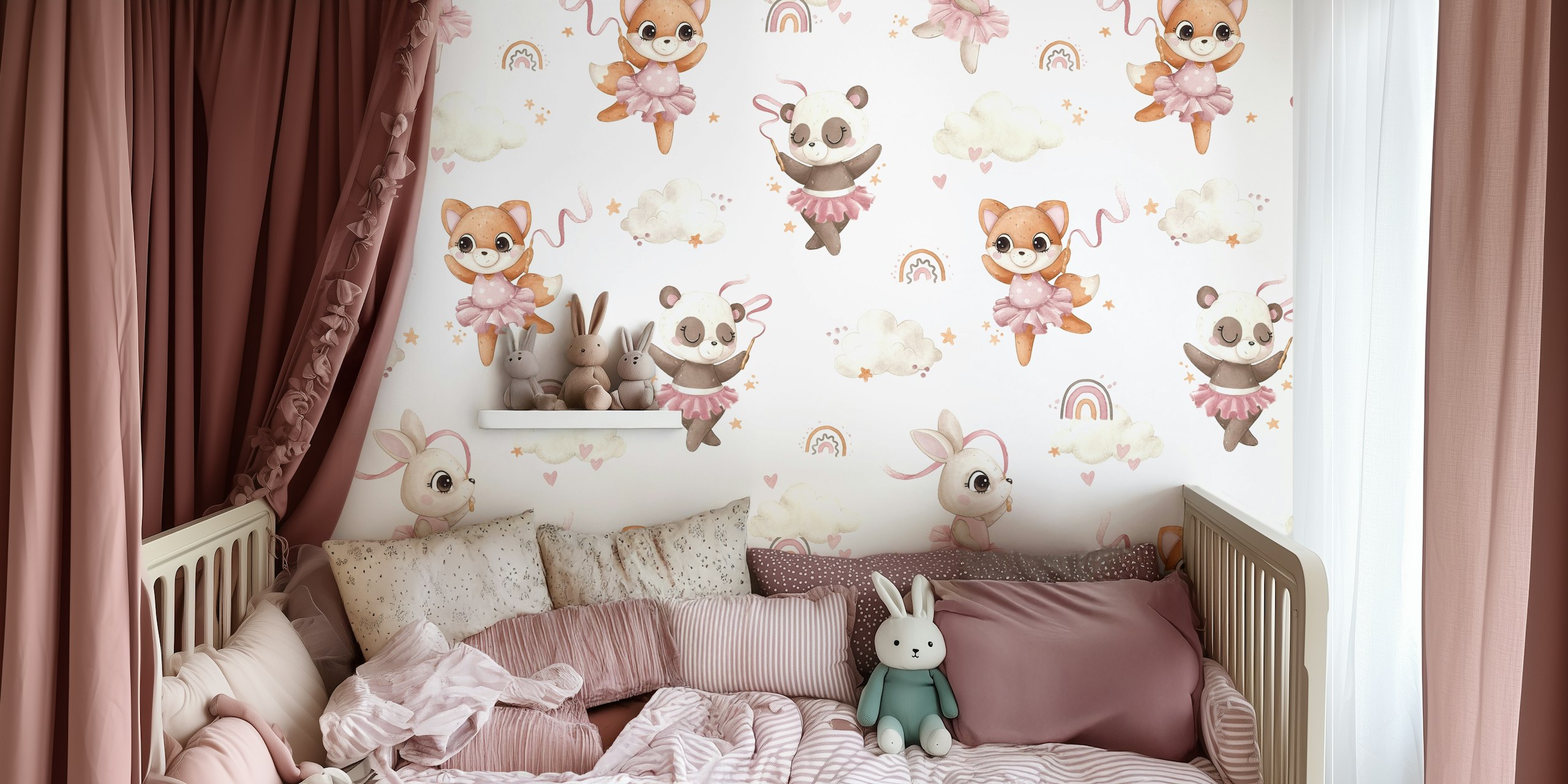 Paws and Pirouettes wallpaper in een kamer