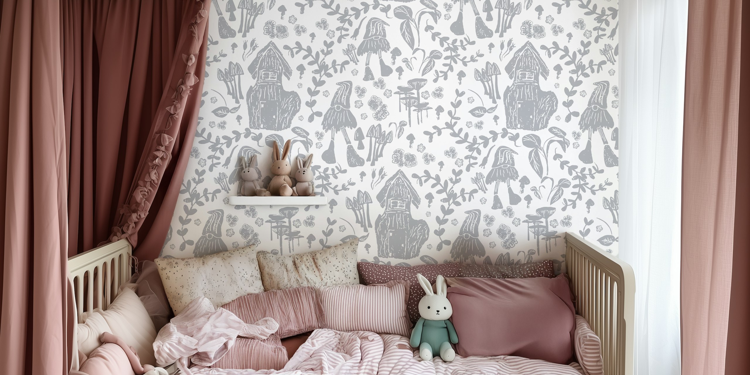 Fairy Tale Garden Scene Tapete in einem Raum