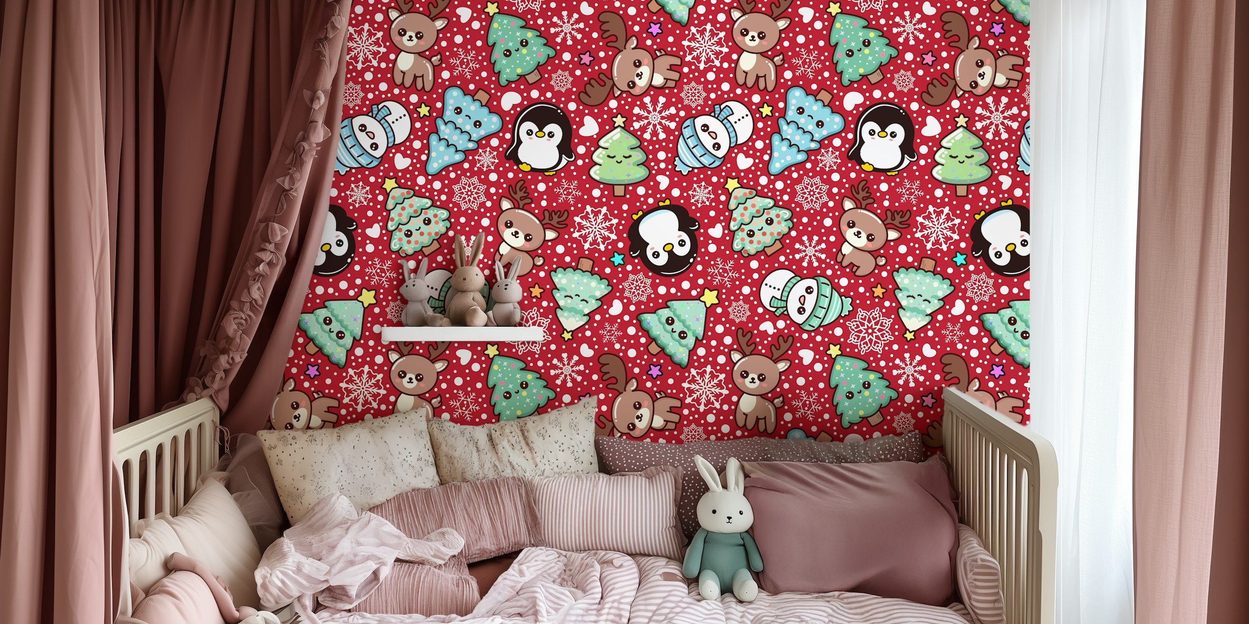 Design de papel de parede Cute Kawaii Christmas
