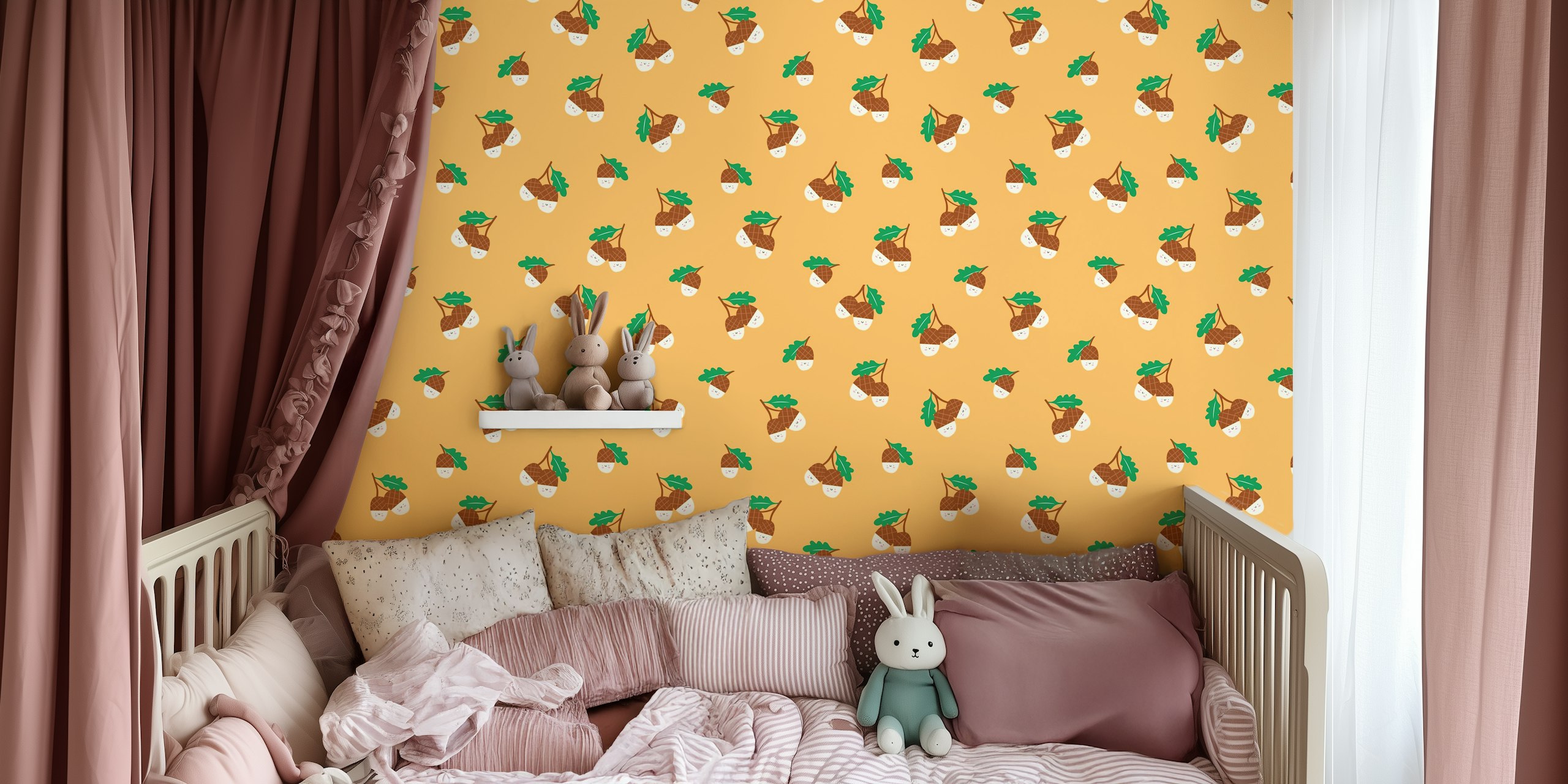 Acorns wallpaper in a room setting