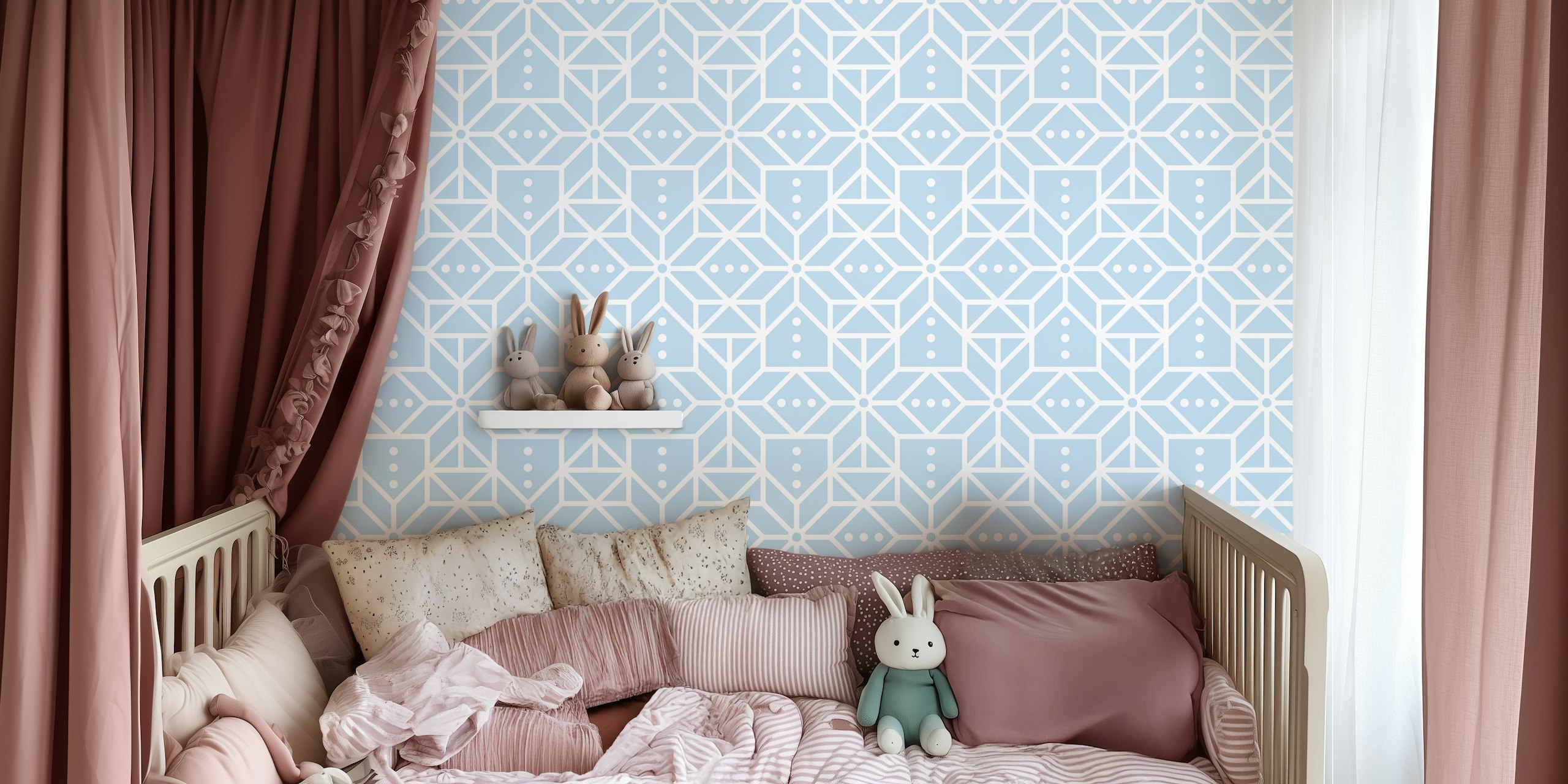 Nordic Stars wallpaper in a blue room