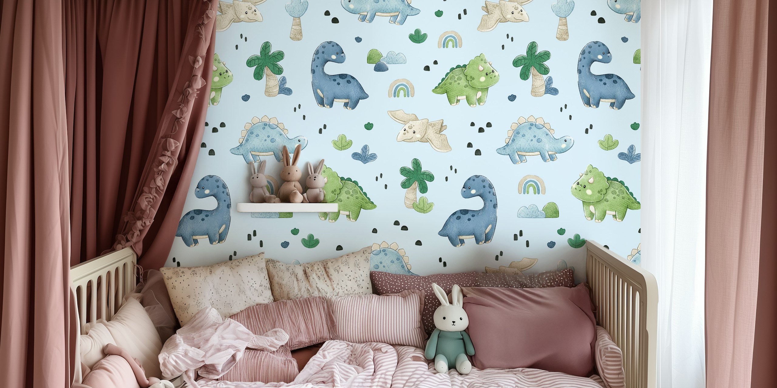 Little Dino Dreams wallpaper in a room