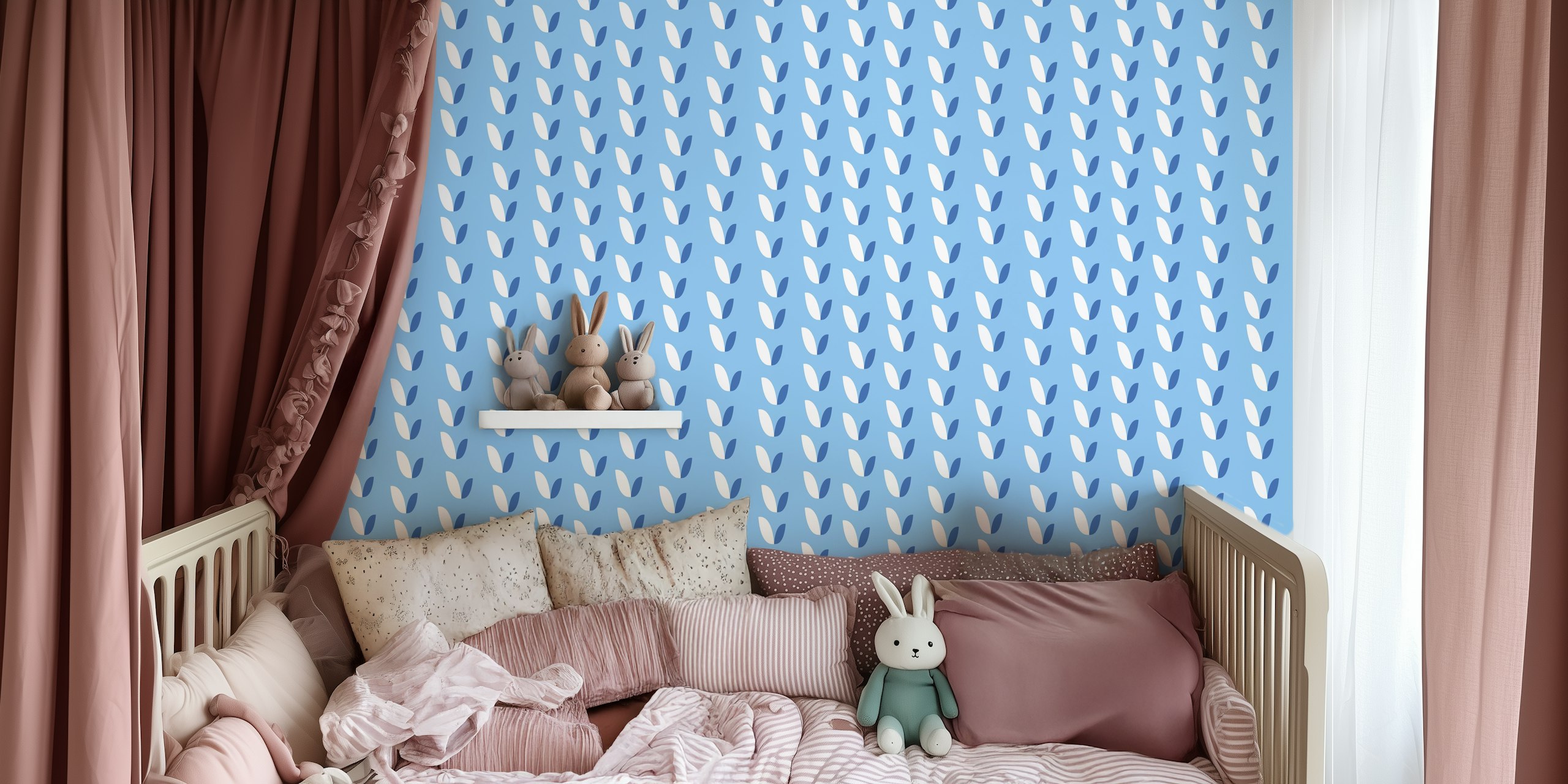 Minimal Heart Shape blue papel tapiz mostrado en una habitación