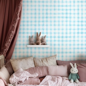 Baby Blue Farmhouse Watercolor Gingham