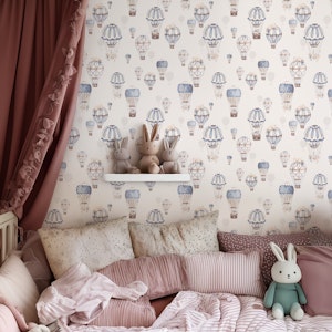 Vintage Balloon and Sheep - blue