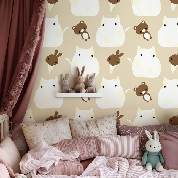 Adorable Cats and Bear Friends