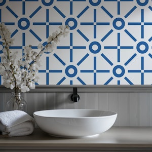Geometric Sun Blue Beige