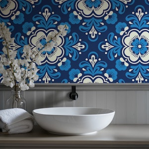 Ornate Floral Mandalas Pattern, Blue